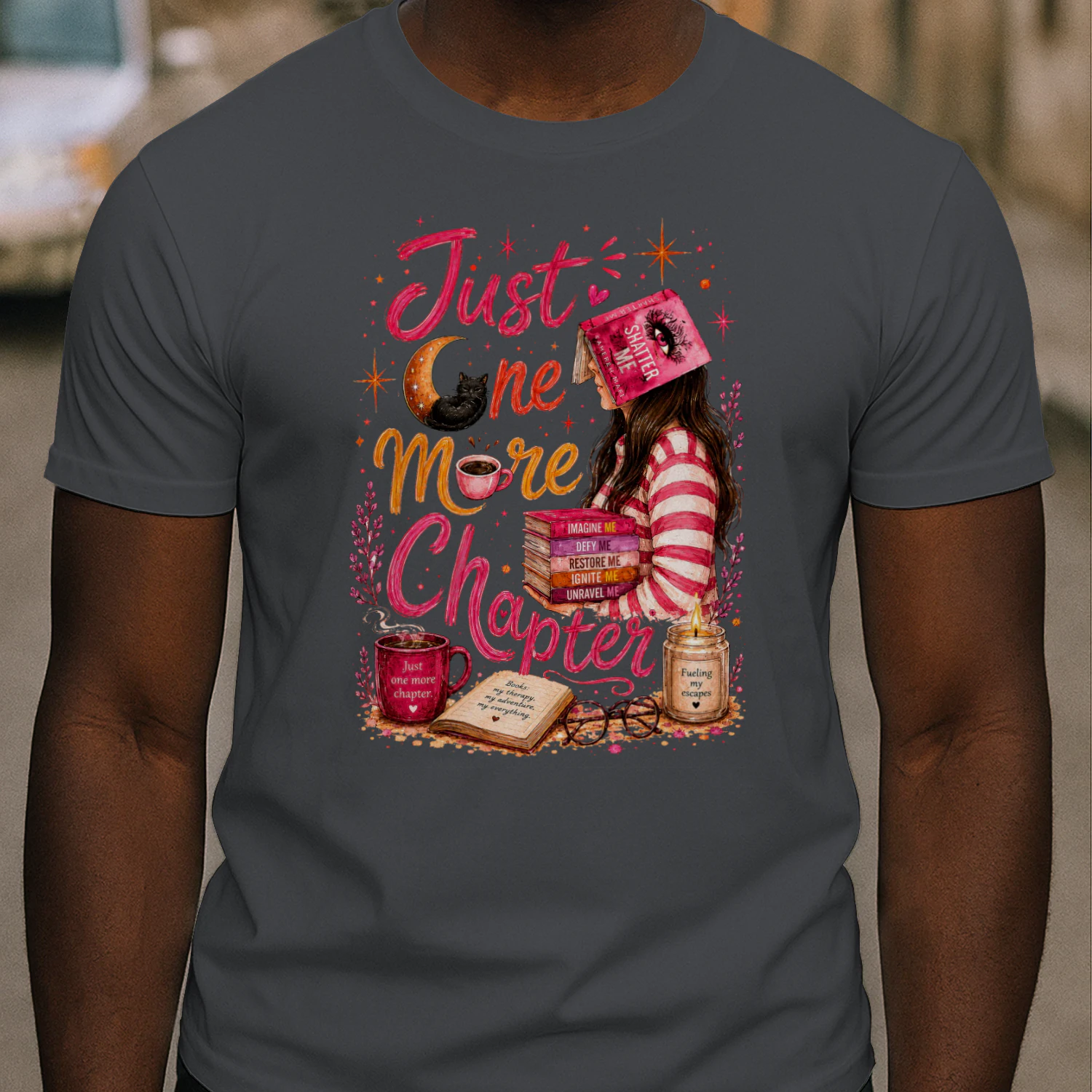 Just One More Chapter Heavy Cotton Dark Colors T-shirt 1 Side, Shatter Me Gildan Tee, Romantasy Shirt, Book Lover Gifts
