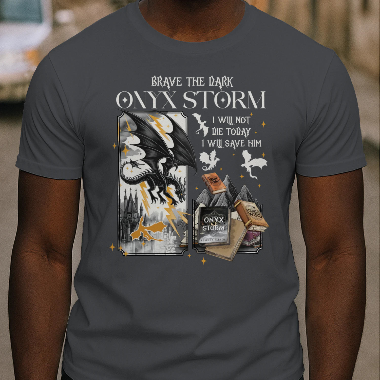 Brave The Dark Onyx Storm Heavy Cotton Dark Colors T-shirt 1 Side, The Empyrean Series Gildan Tee, Fantasy Romance Book Shirt, Book Lover Gifts