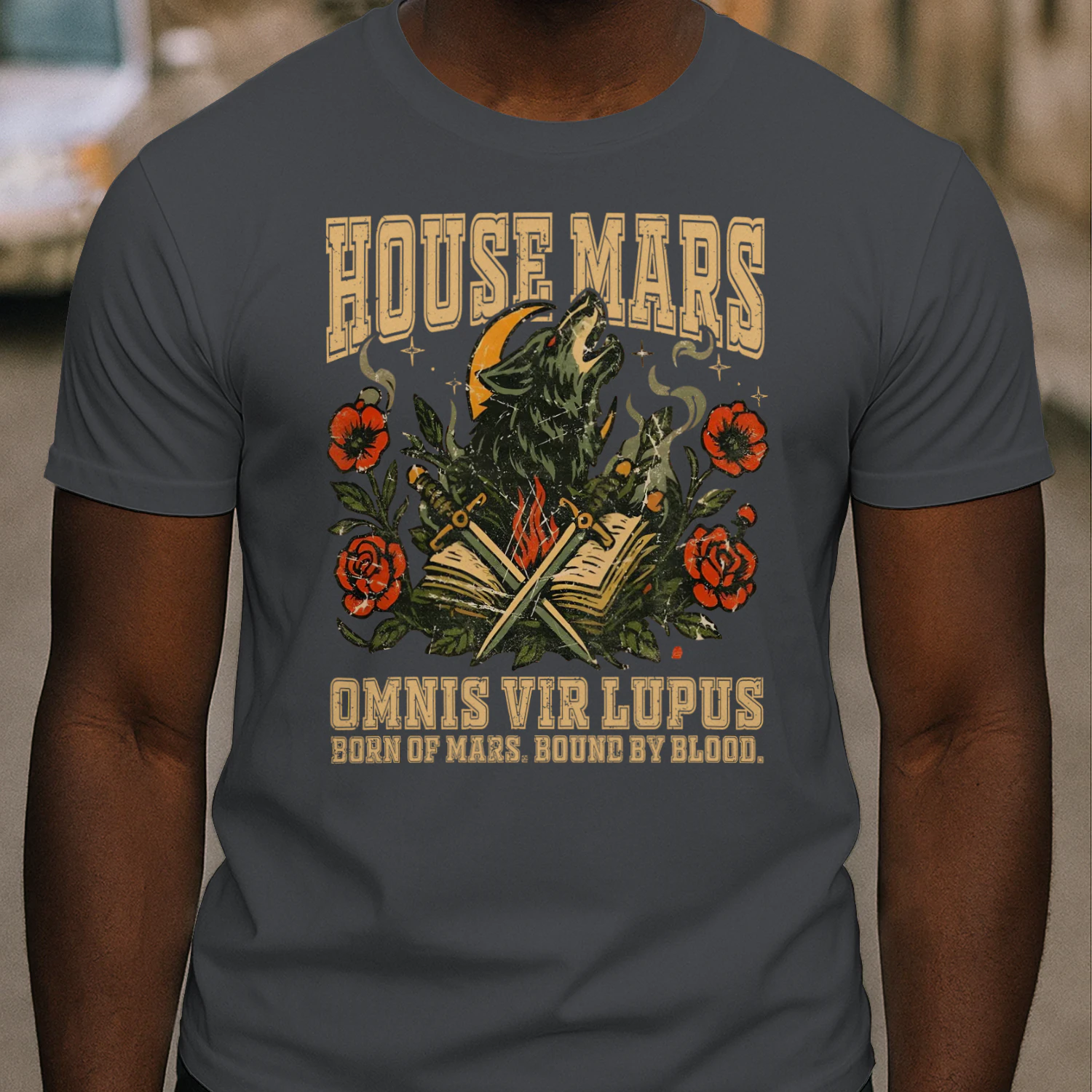 House Mars Heavy Cotton Dark Colors T-shirt 1 Side, Red Rising Saga Gildan Tee, Science Fiction Book Shirt, Book Lover Gifts