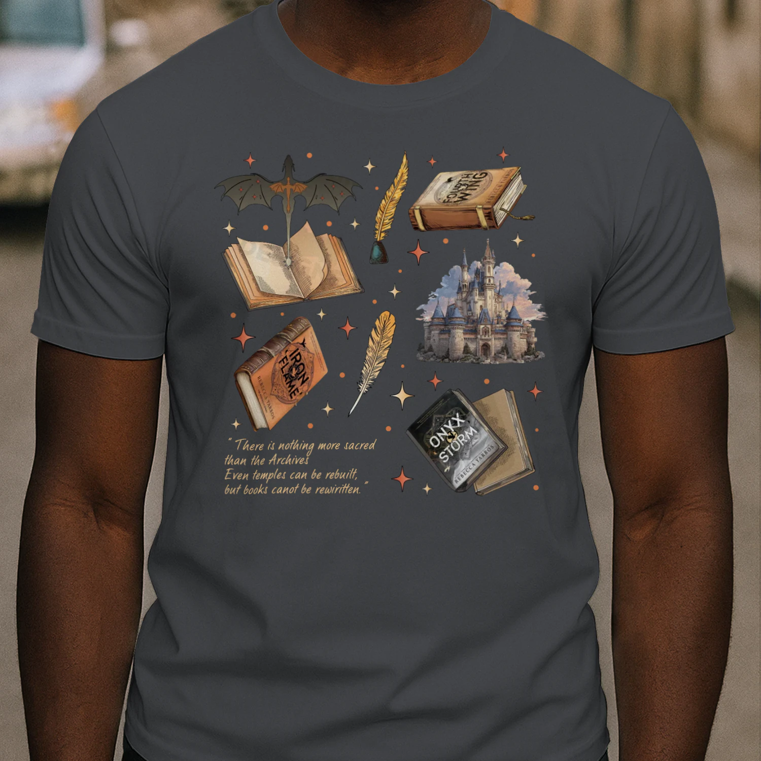 Fourth Wing Heavy Cotton Dark Colors T-shirt 1 Side, The Empyrean Series Gildan Tee, Fantasy Romance Book Shirt, Book Lover Gifts