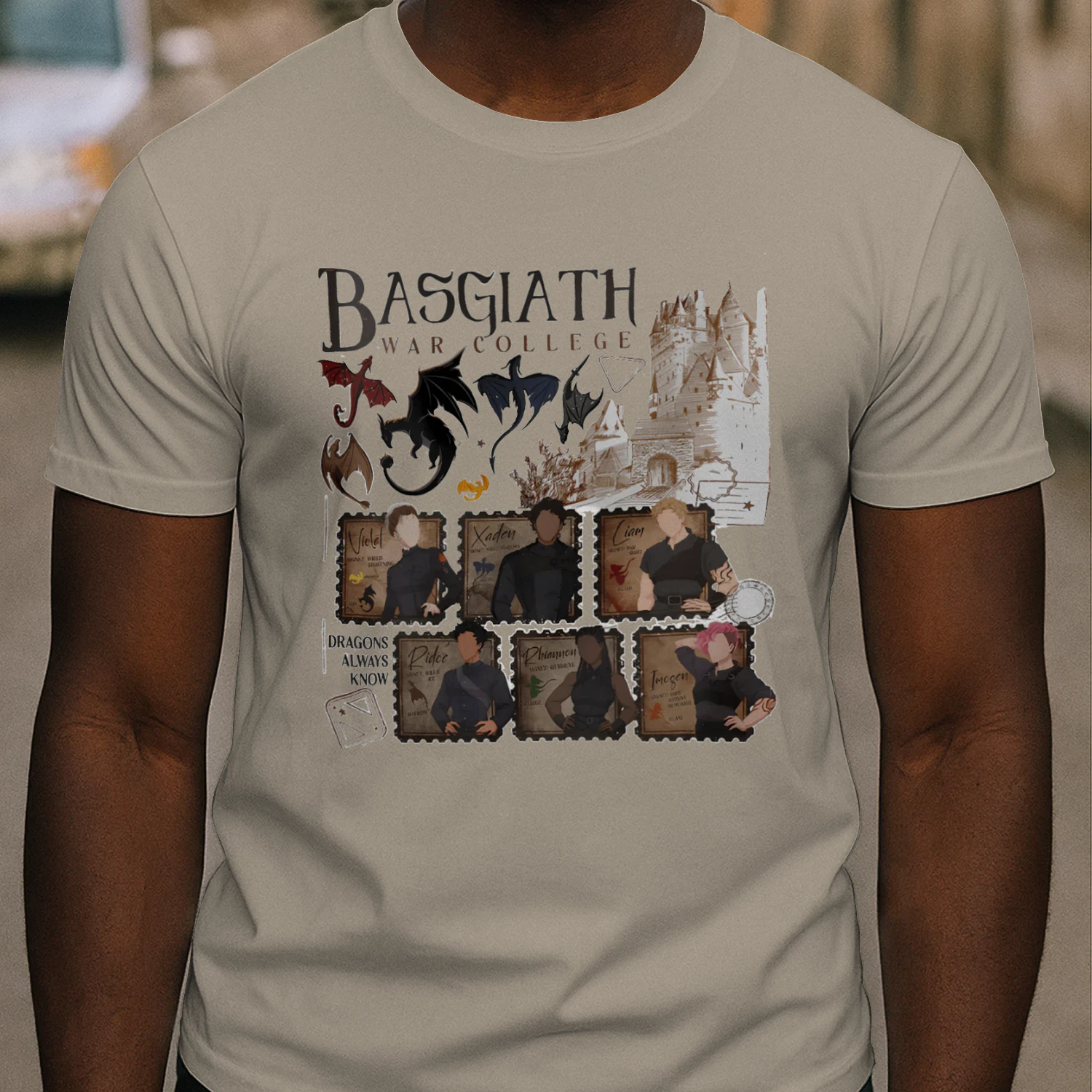 Basgiath War College Heavy Cotton Light Colors T-shirt 1 Side, Fourth Wing Gildan Tee, Fantasy Romance Book Shirt, Book Lover Gifts