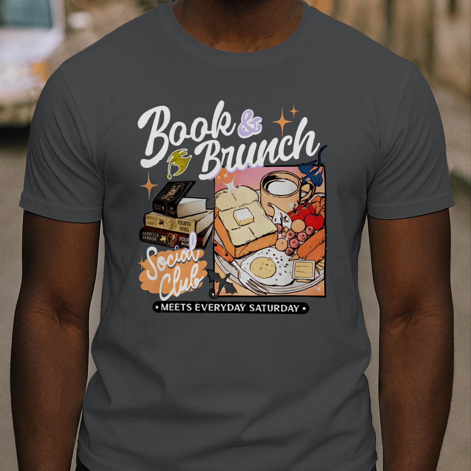Book Brunch Heavy Cotton Dark Colors T-shirt 1 Side, Social Club Gildan Tee, Readers Club Shirt, Book Lover Gifts