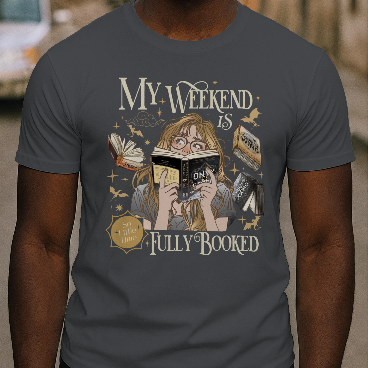 My Weekend Is Fully Booked Heavy Cotton Dark Colors T-shirt 1 Side, The Empyrean Series Gildan Tee, Fantasy Romance Book Shirt, Book Lover Gifts