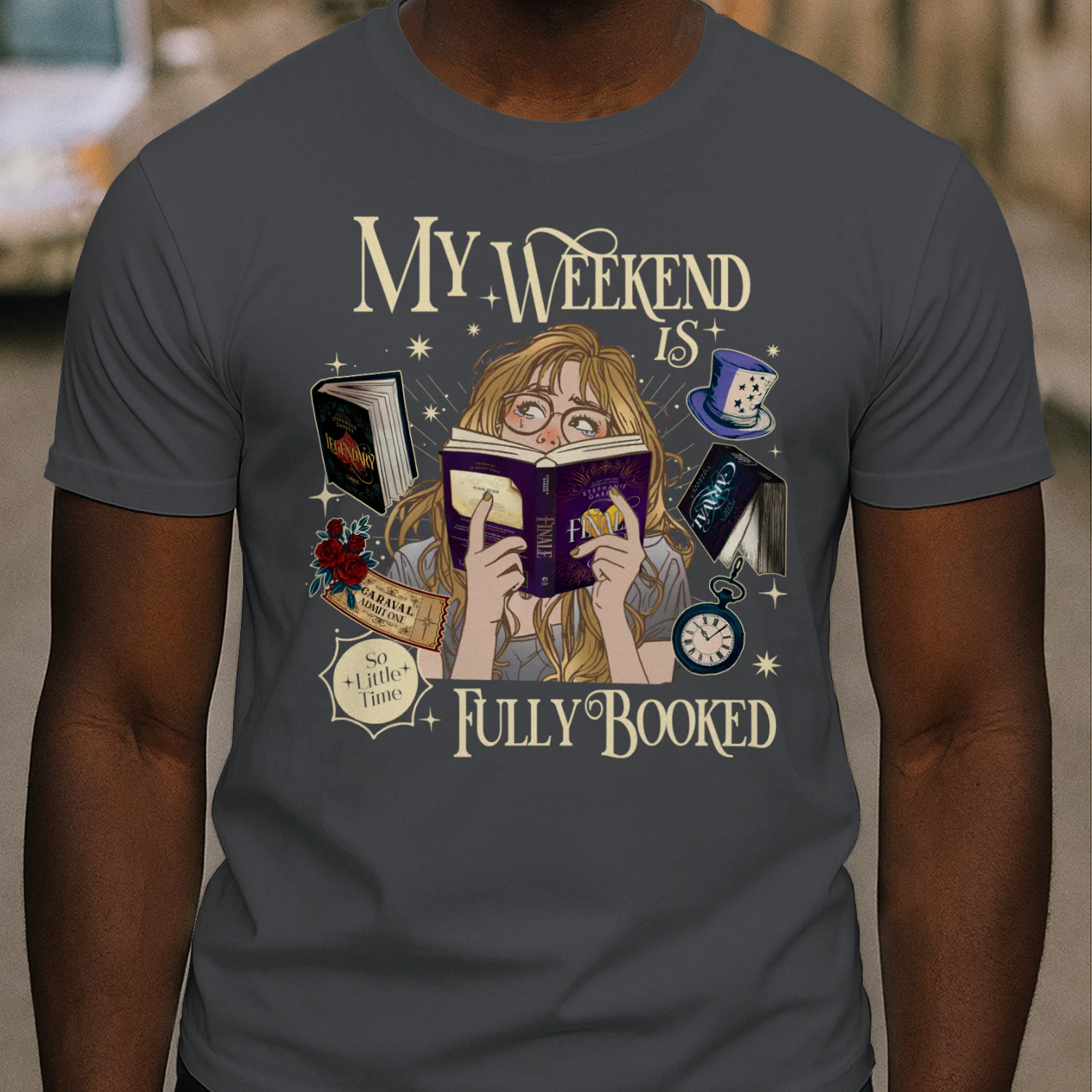 My Weekend Is Fully Booked Heavy Cotton Dark Colors T-shirt 2 Side, Caraval Series Gildan Tee, Young Adult Book Shirt, Book Lover Gifts