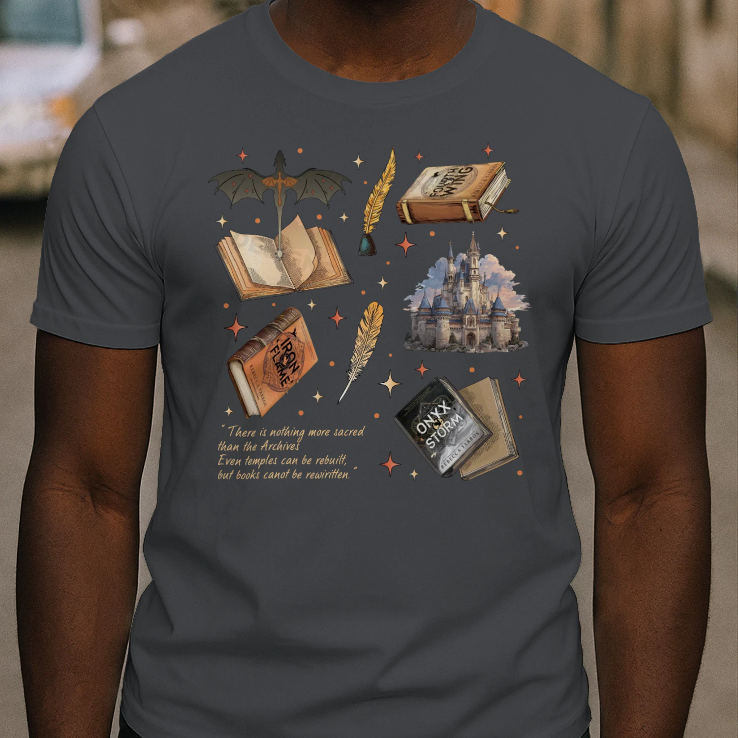 Fourth Wing Heavy Cotton Dark Colors T-shirt 1 Side, The Empyrean Series Gildan Tee, Fantasy Romance Book Shirt, Book Lover Gifts