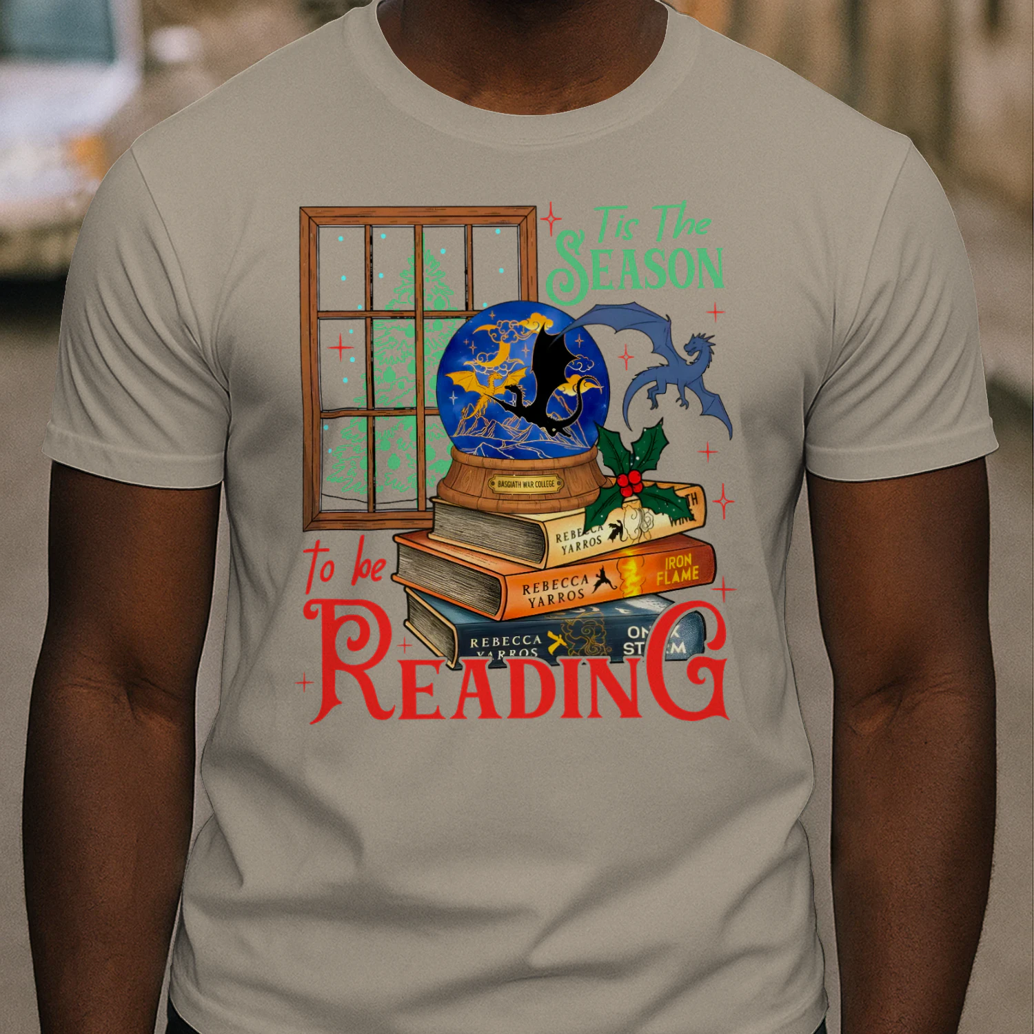 Tis The Season To Be Reading Heavy Cotton T-shirt 1 Side, Fourth Wing Series Gildan Tee, Romantasy Book Shirt, Book Lover Gifts