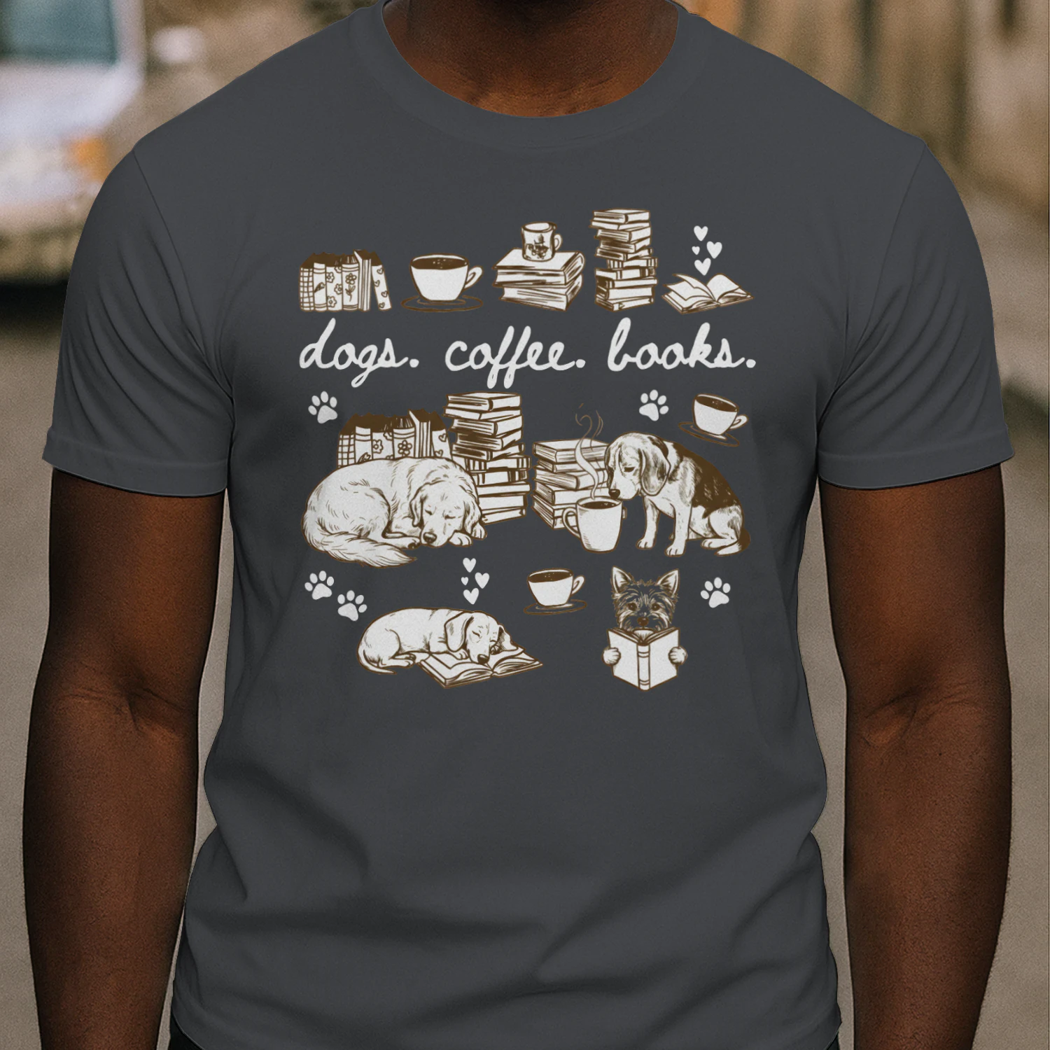 Dogs, Coffee and Book Club Heavy Cotton Dark Colors T-shirt 1 Side, Book Club Gildan Tee, Readers Club Shirt, Book Lover Gifts