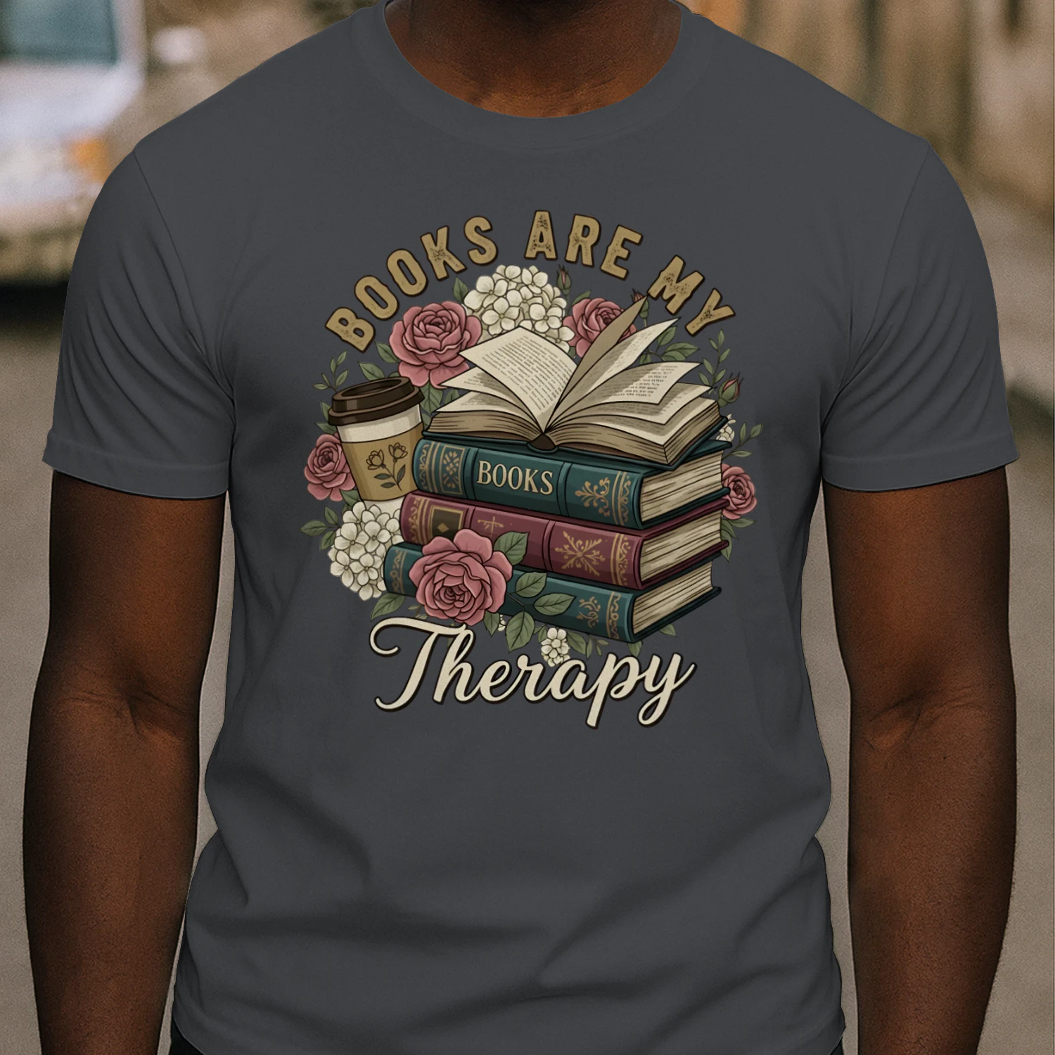 Book Are My Therapy Heavy Cotton Dark Colors T-shirt 1 Side, Book Club Gildan Tee, Readers Club Shirt, Book Lover Gifts