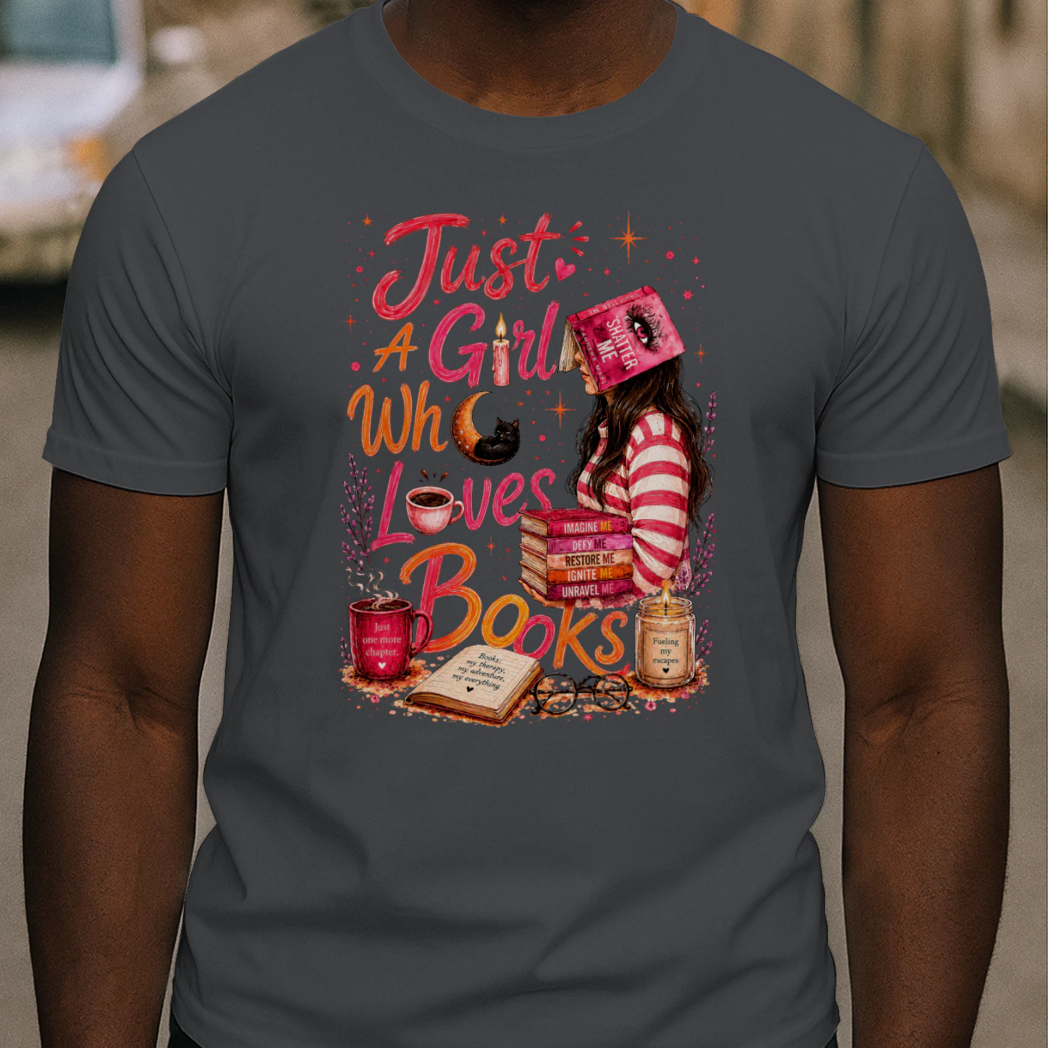 Just A Girl Who Lovers Books Heavy Cotton Dark Colors T-shirt 1 Side, Shatter Me Gildan Tee, Romantasy Shirt, Book Lover Gifts