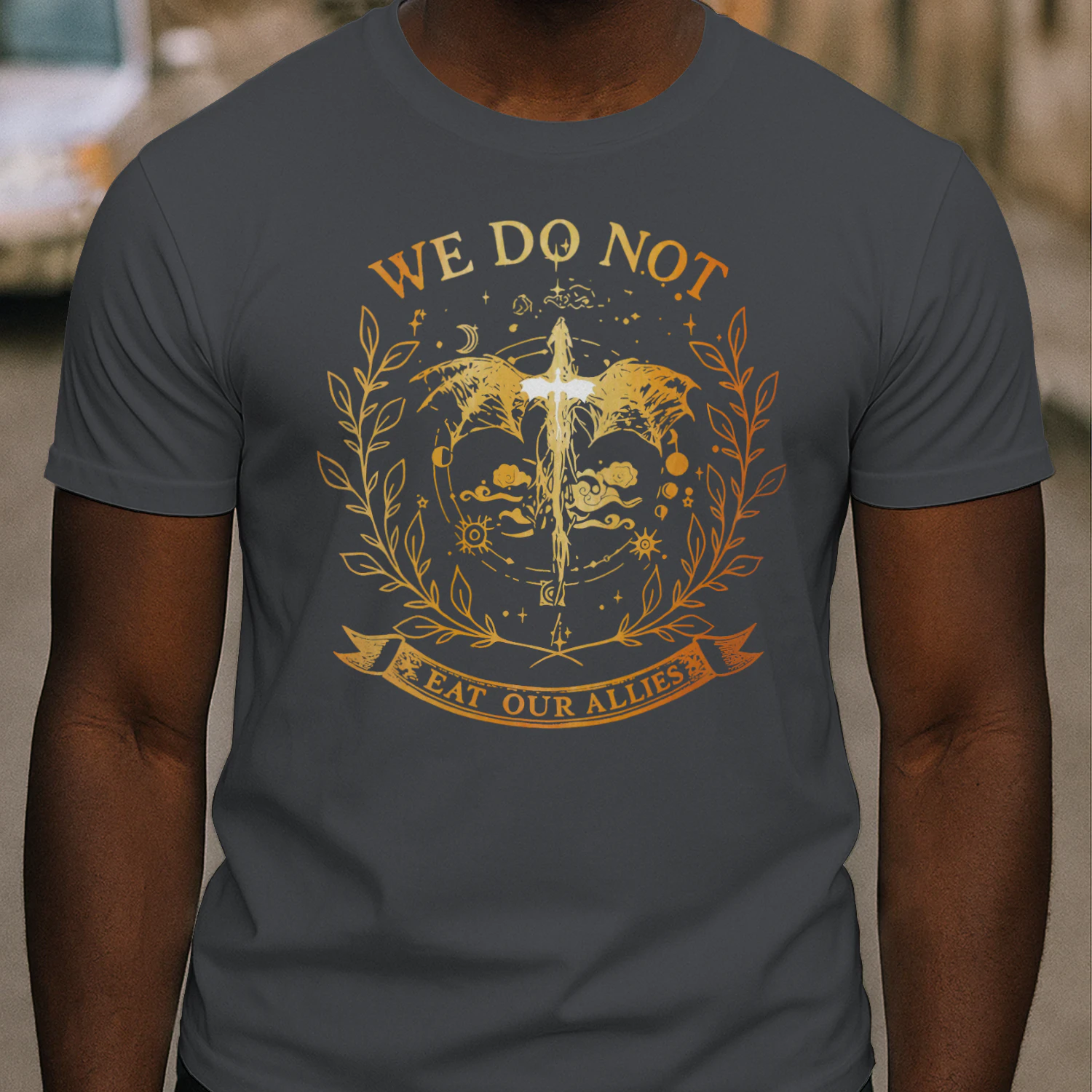 We Do Not Eat Our Allies Heavy Cotton Dark Colors T-shirt 1 Side, Fourth Wing Gildan Tee, Fantasy Romance Book Shirt, Book Lover Gifts