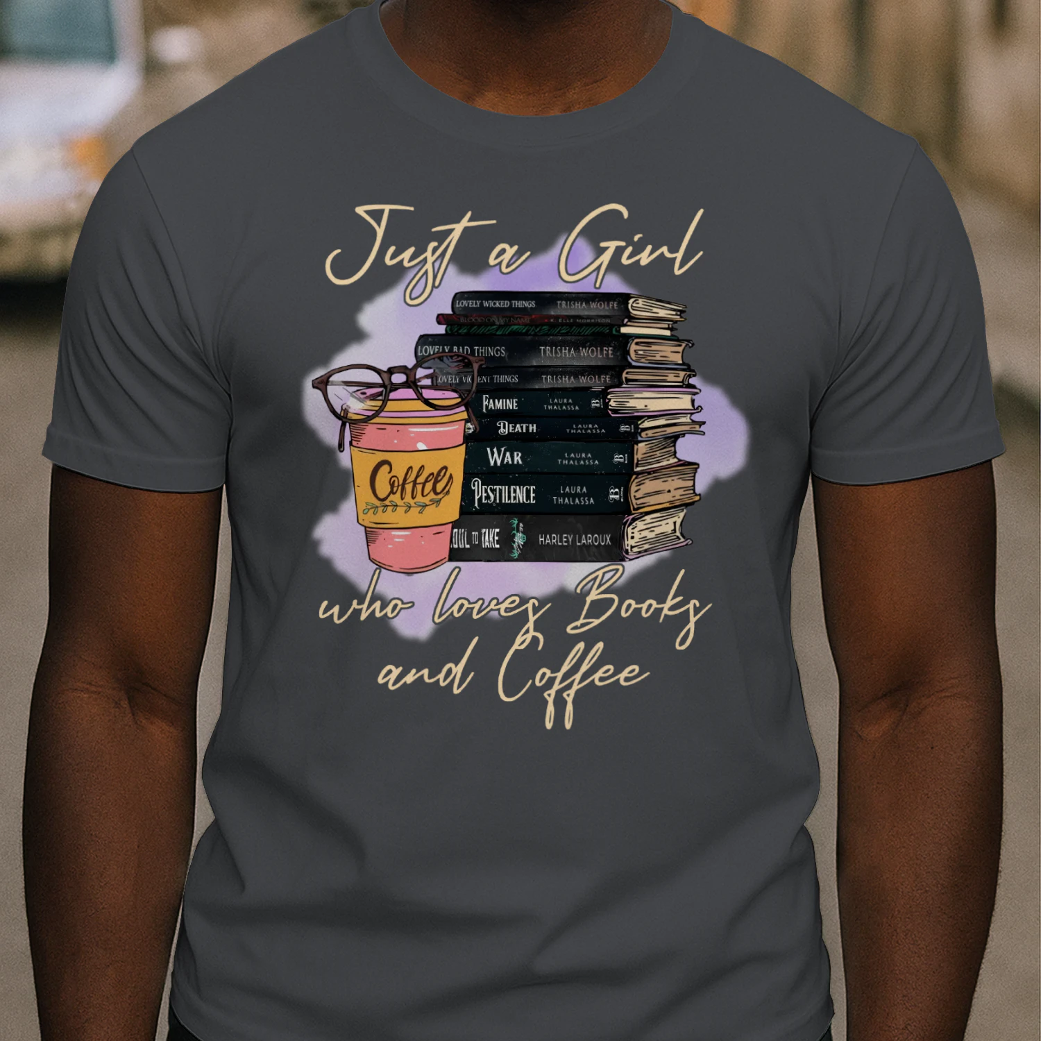 Girl Love Book And Coffee Heavy Cotton T-shirt 1 Side, Dark Romance Book Tee, Romantasy Book Shirt, Book Lover Gifts