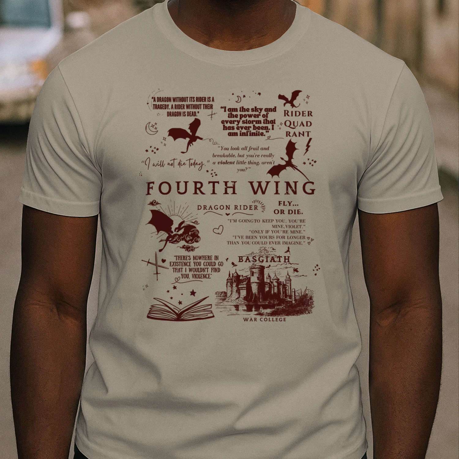 Fourth Wing Heavy Cotton Light Colors T-shirt 1 Side, The Empyrean Series Gildan Tee, Fantasy Romance Book Shirt, Book Gifts