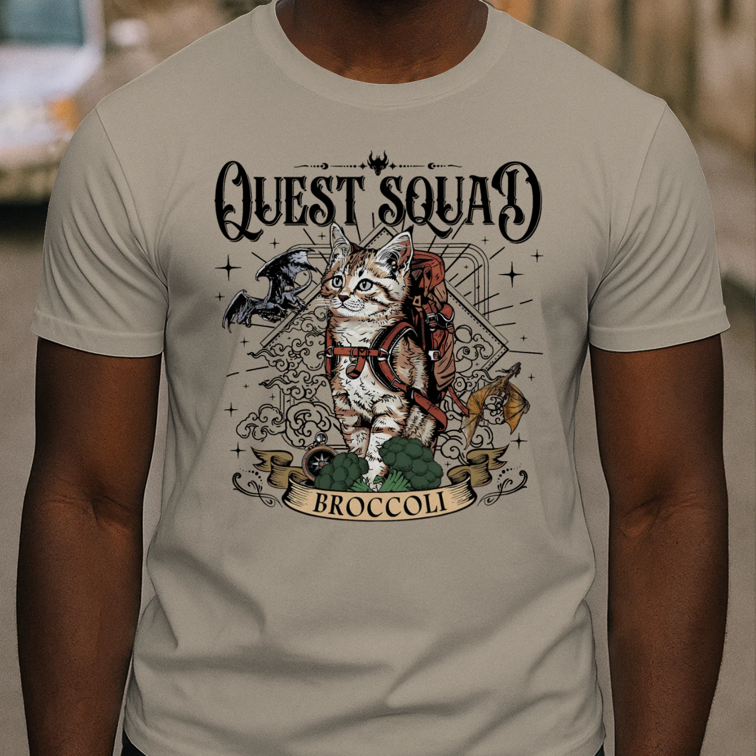 Quest Squad Broccoli Heavy Cotton Light Colors T-shirt 1 Side, Fourth Wing Gildan Tee, Fantasy Romance Book Shirt, Book Lover Gifts