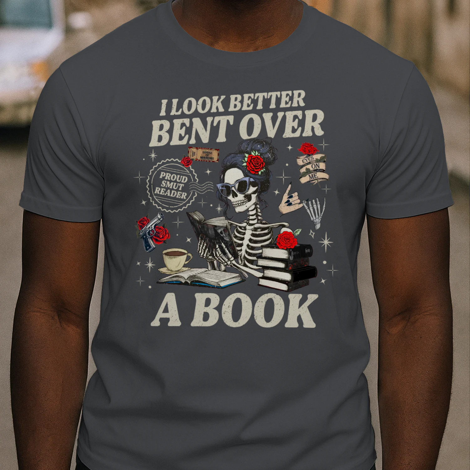 I Look Better Bent Over A Book Heavy Cotton Dark Colors T-shirt 1 Side, Haunting Adeline Gildan Tee, Dark Romance Shirt, Book Lover Gifts