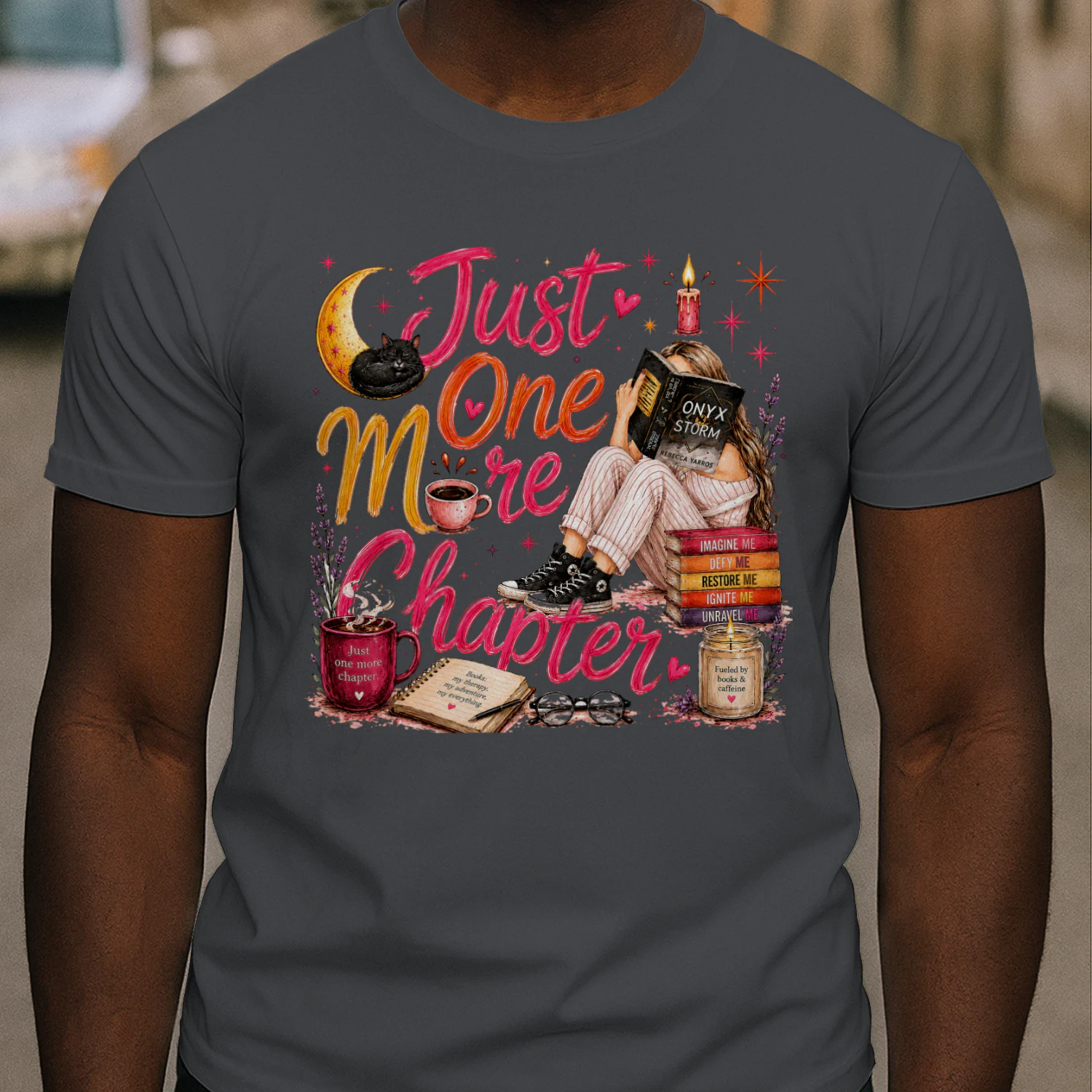 Just One More Chapter Heavy Cotton Dark Colors T-shirt 1 Side, Fourth Wing Gildan Tee, Romantasy Shirt, Book Lover Gifts