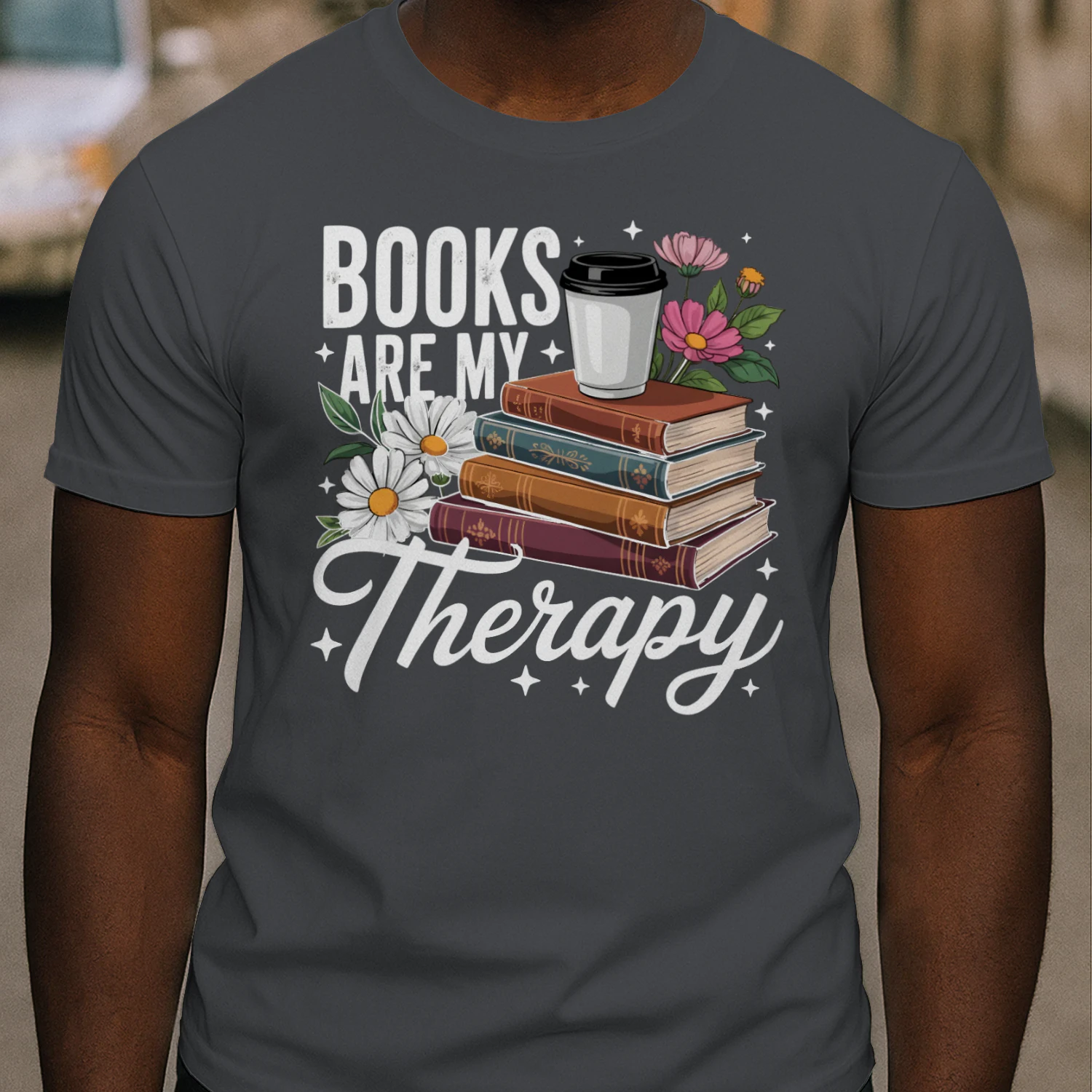 Book Are My Therapy V2 Heavy Cotton Dark Colors T-shirt 1 Side, Book Club Gildan Tee, Readers Club Shirt, Book Lover Gifts