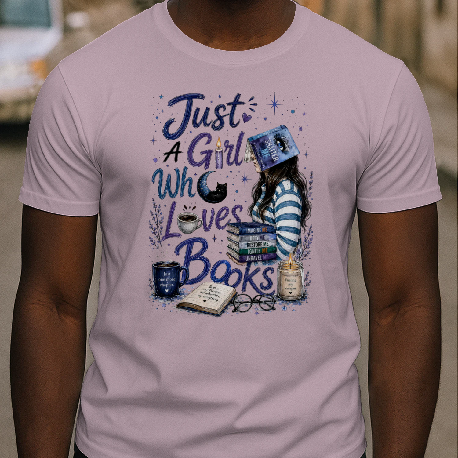 Just A Girl Who Lovers Books Heavy Cotton Light Colors T-shirt 1 Side, Shatter Me Gildan Tee, Romantasy Shirt, Book Lover Gifts