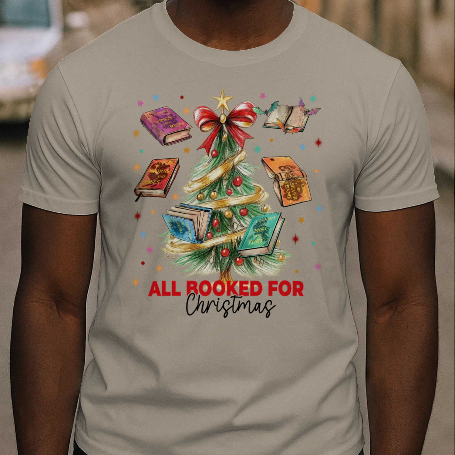 All Booked For Christmas Heavy Cotton T-shirt 1 Side, Acotar Series Gildan Tee, Fantasy Romance Book Shirt, Book Lover Gifts