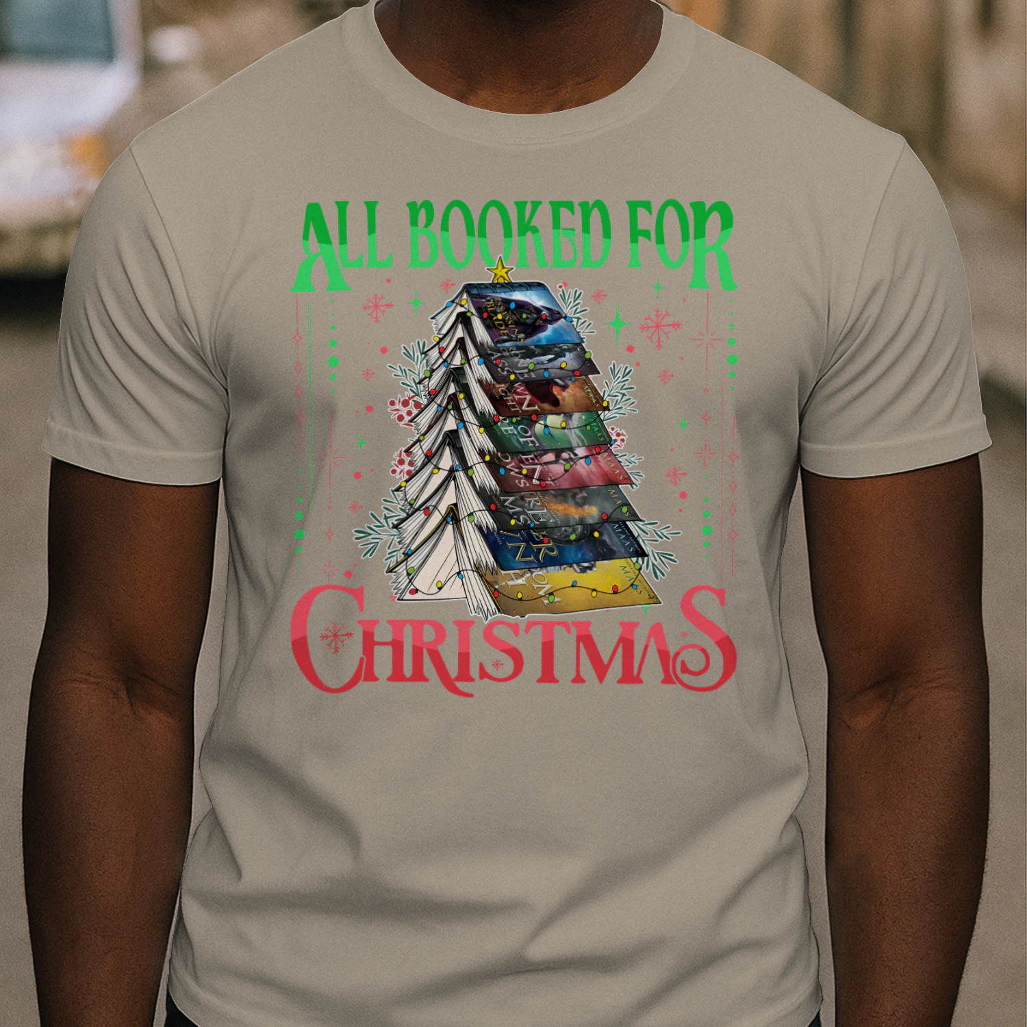 All Booked For Christmas Heavy Cotton Light Colors T-shirt 1 Side, Acotar Gildan Tee, Romantasy Book Shirt, Book Gifts