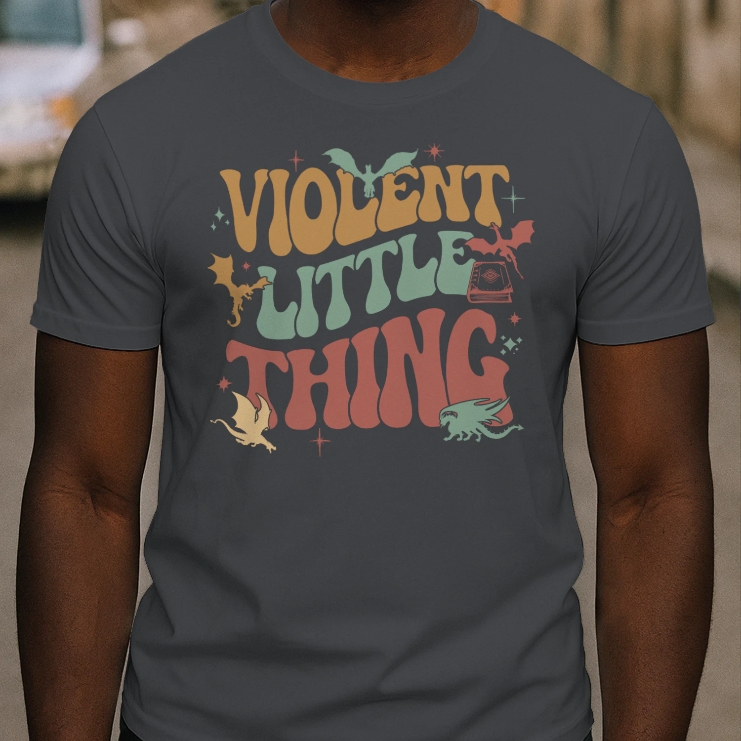 Violent Little Thing Heavy Cotton Dark Colors T-shirt 1 Side, Fourth Wing Gildan Tee, Romantasy Book Shirt, Book Lover Gifts