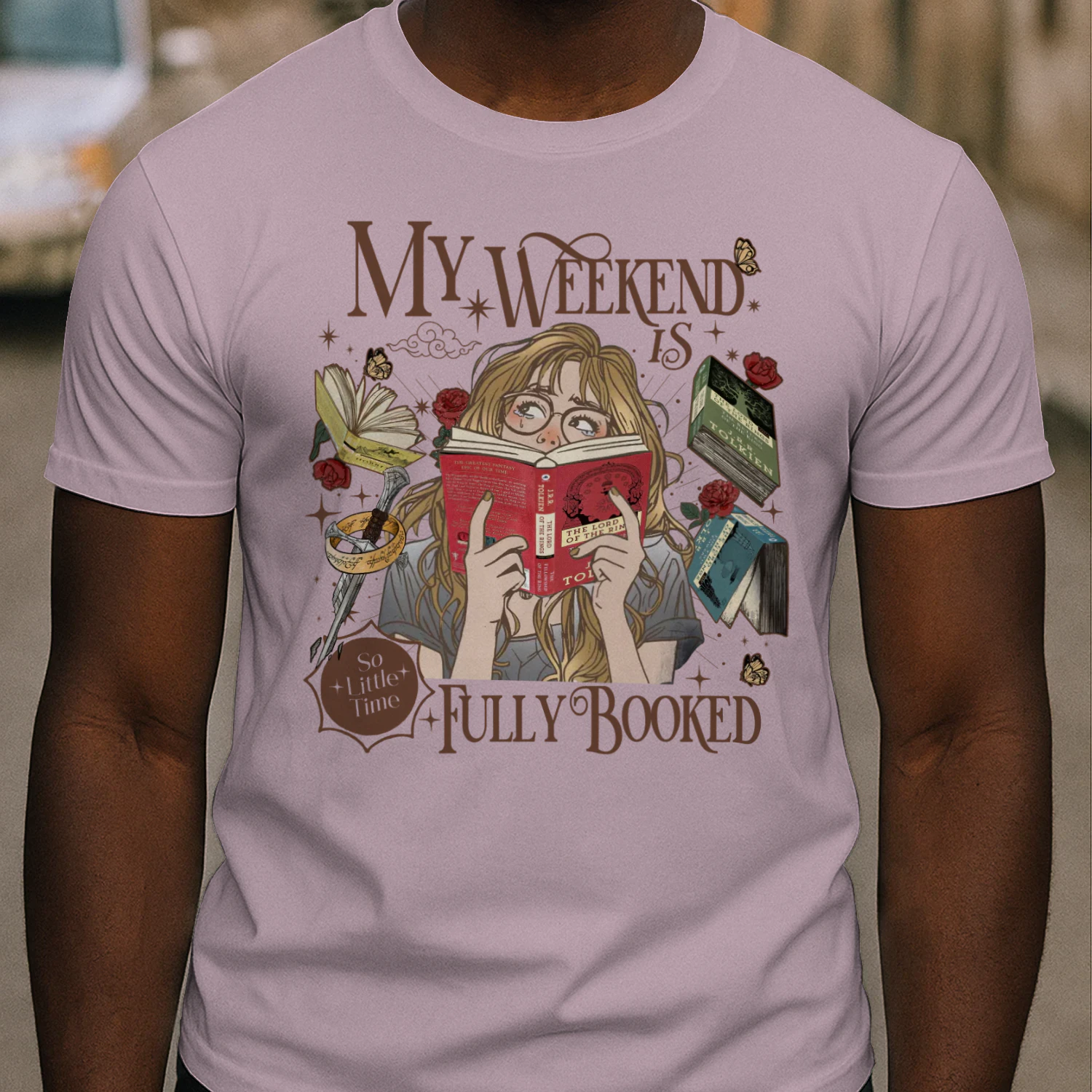 My Weekend Is Fully Booked Heavy Cotton Light Colors T-shirt 1 Side, The Lord Of The Rings Gildan Tee, Epic Fantasy Shirt, Book Lover Gifts