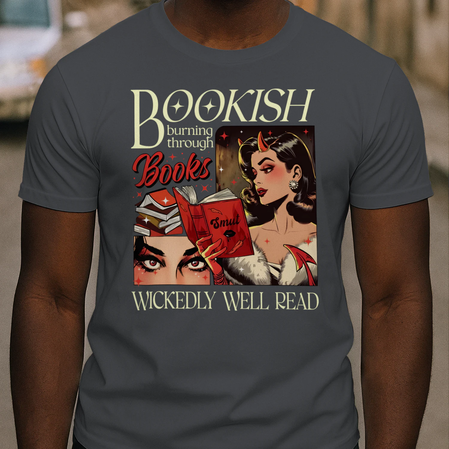 Bookish Burning Through Heavy Cotton Dark Colors T-shirt 1 Side, Wickedly Well Read Gildan Tee, Readers Club Shirt, Book Lover Gifts