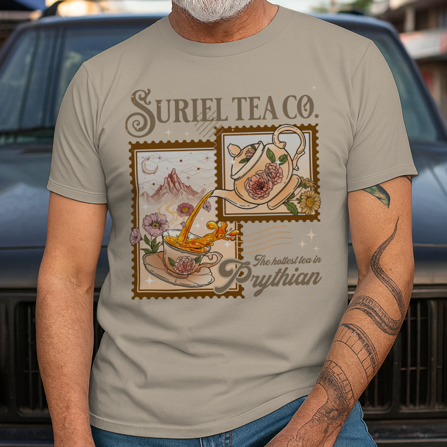 Suriel Tea Co Heavy Cotton Light Colors T-shirt 1 Side, Acotar Series Gildan Tee, Fantasy Romance Book Shirt, Book Lover Gifts