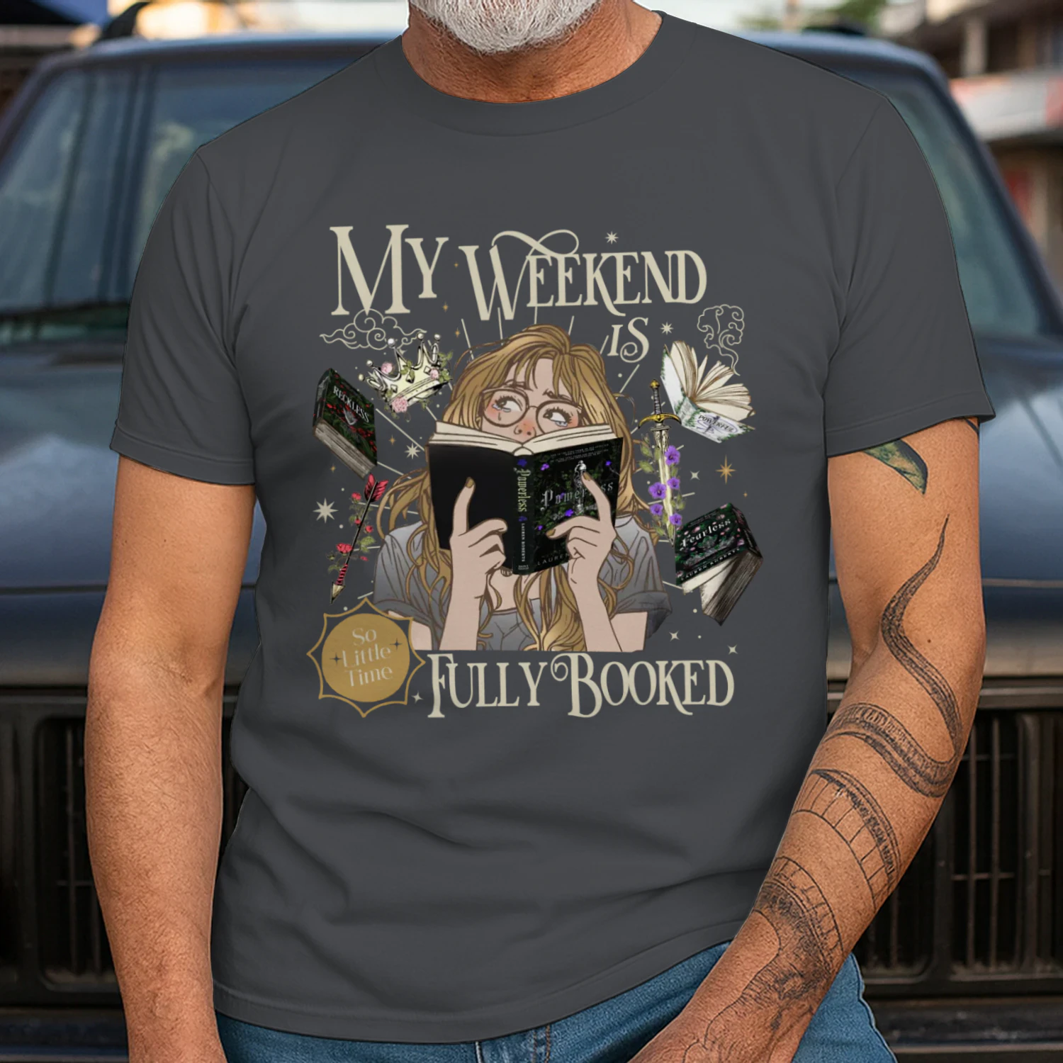 My Weekend Is Fully Booked Heavy Cotton Dark Colors T-shirt 2 Side, Fearless The Powerless Trilogy Gildan Tee, Young Adult Book Shirt, Book Lover Gifts