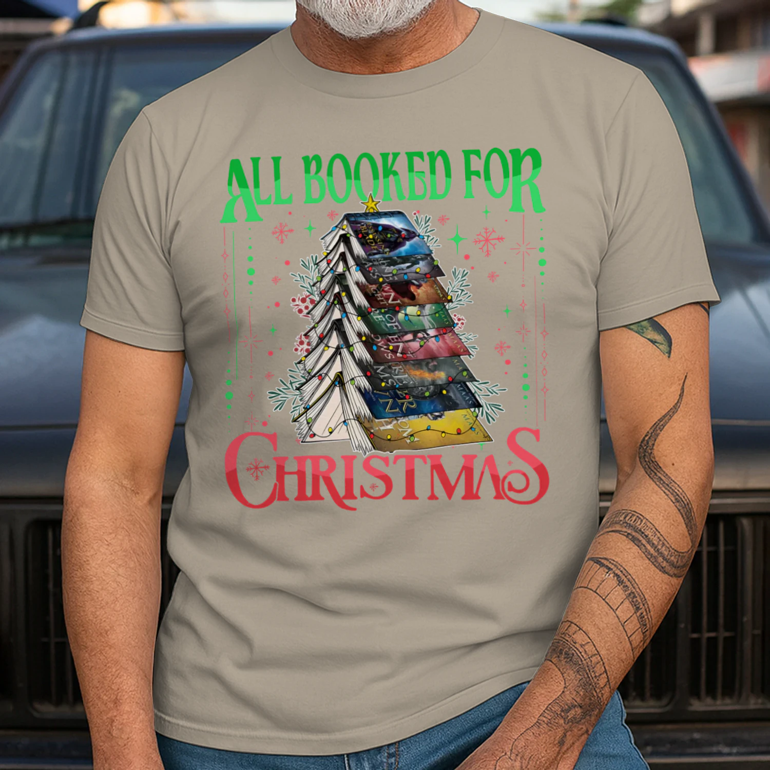 All Booked For Christmas Heavy Cotton Light Colors T-shirt 1 Side, Acotar Gildan Tee, Romantasy Book Shirt, Book Gifts