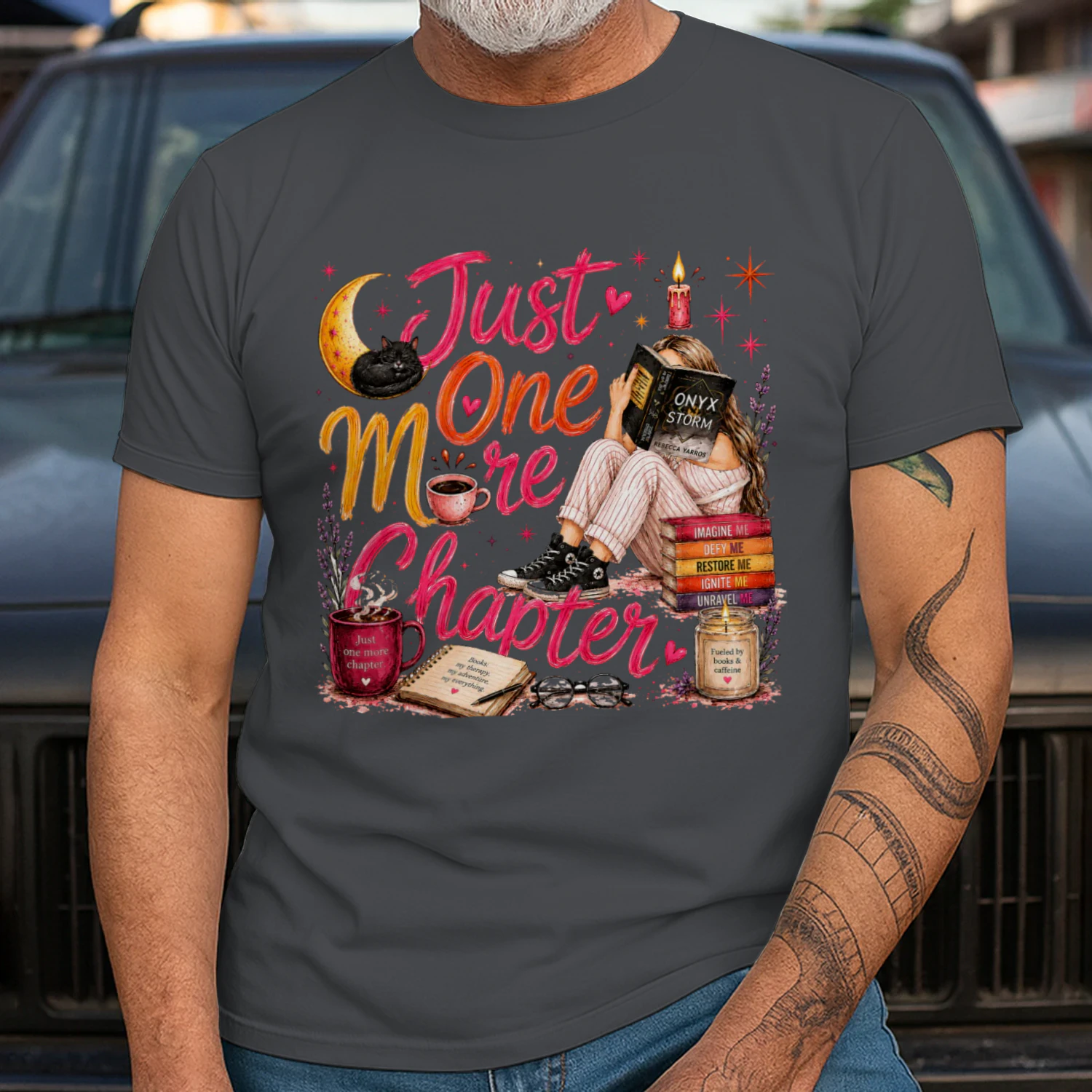Just One More Chapter Heavy Cotton Dark Colors T-shirt 1 Side, Fourth Wing Gildan Tee, Romantasy Shirt, Book Lover Gifts