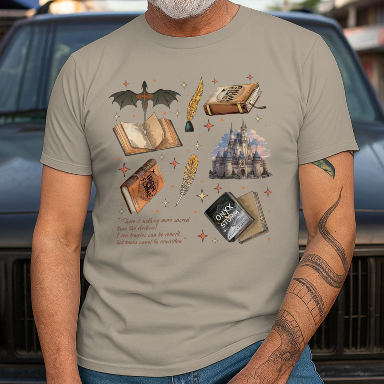 Fourth Wing Heavy Cotton Light Colors T-shirt 1 Side, The Empyrean Series Gildan Tee, Fantasy Romance Book Shirt, Book Gifts