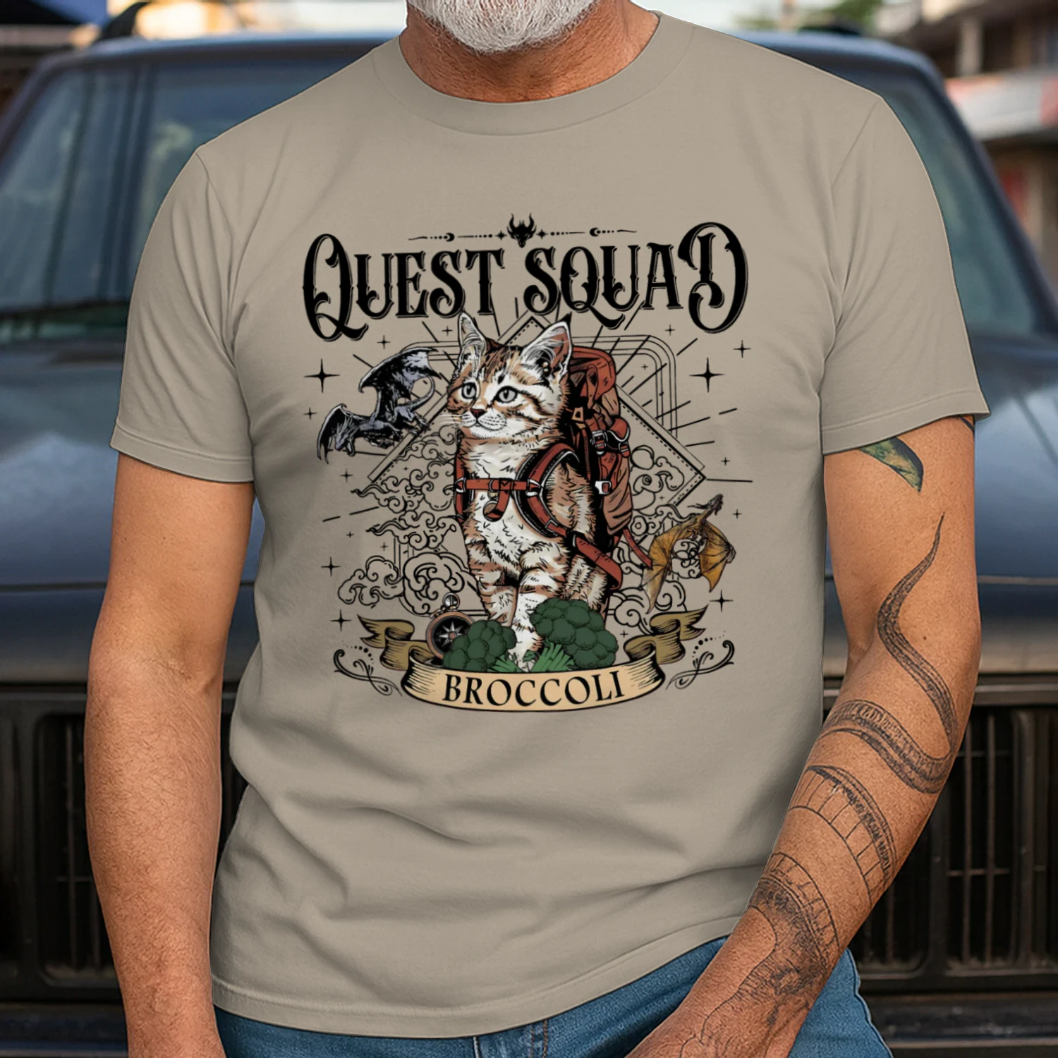 Quest Squad Broccoli Heavy Cotton Light Colors T-shirt 1 Side, Fourth Wing Gildan Tee, Fantasy Romance Book Shirt, Book Lover Gifts