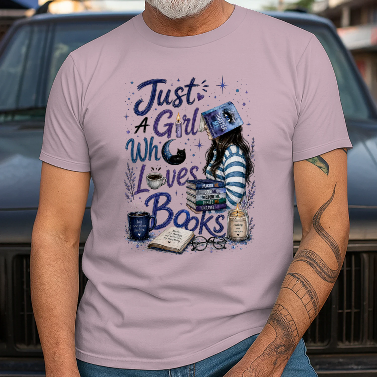 Just A Girl Who Lovers Books Heavy Cotton Light Colors T-shirt 1 Side, Shatter Me Gildan Tee, Romantasy Shirt, Book Lover Gifts
