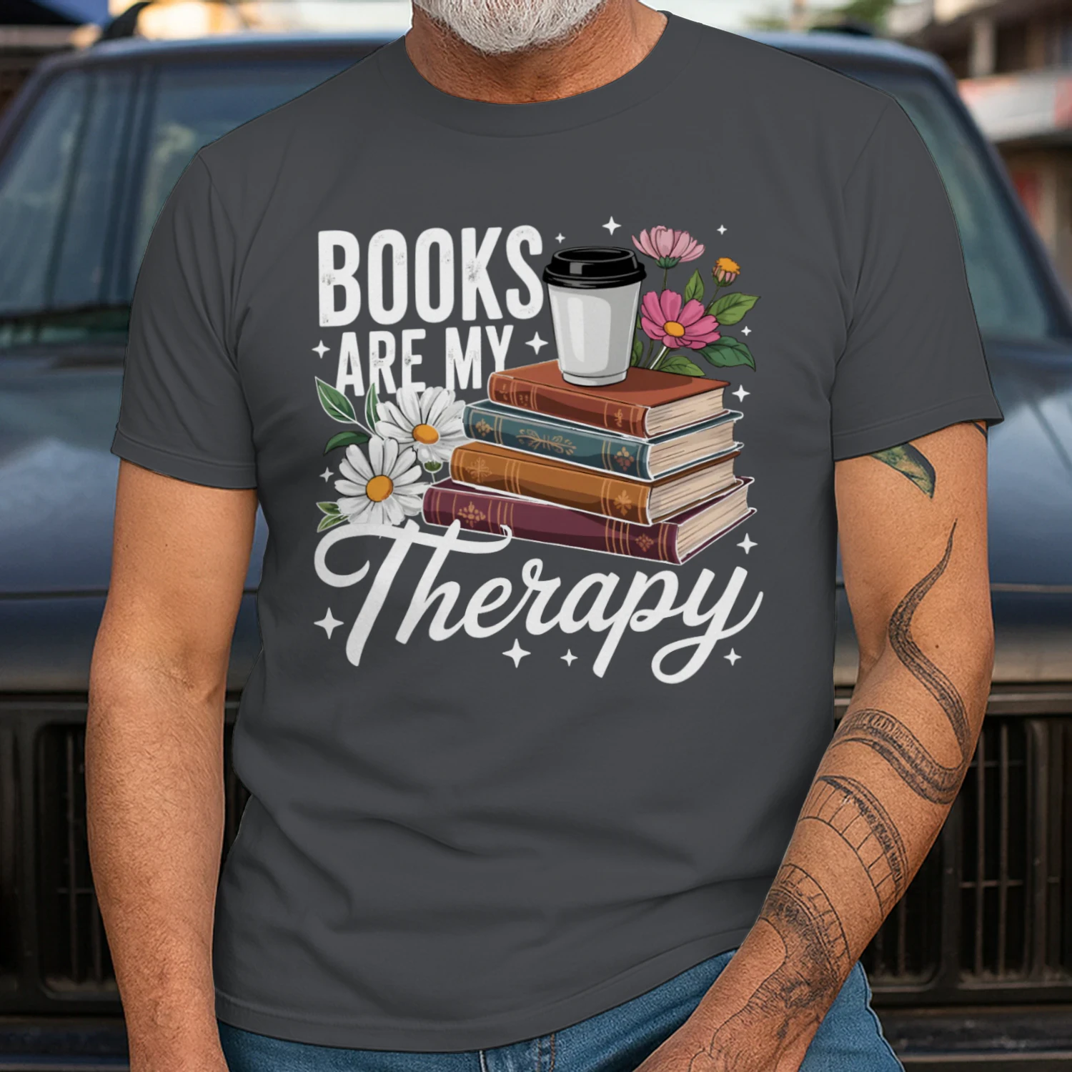 Book Are My Therapy V2 Heavy Cotton Dark Colors T-shirt 1 Side, Book Club Gildan Tee, Readers Club Shirt, Book Lover Gifts