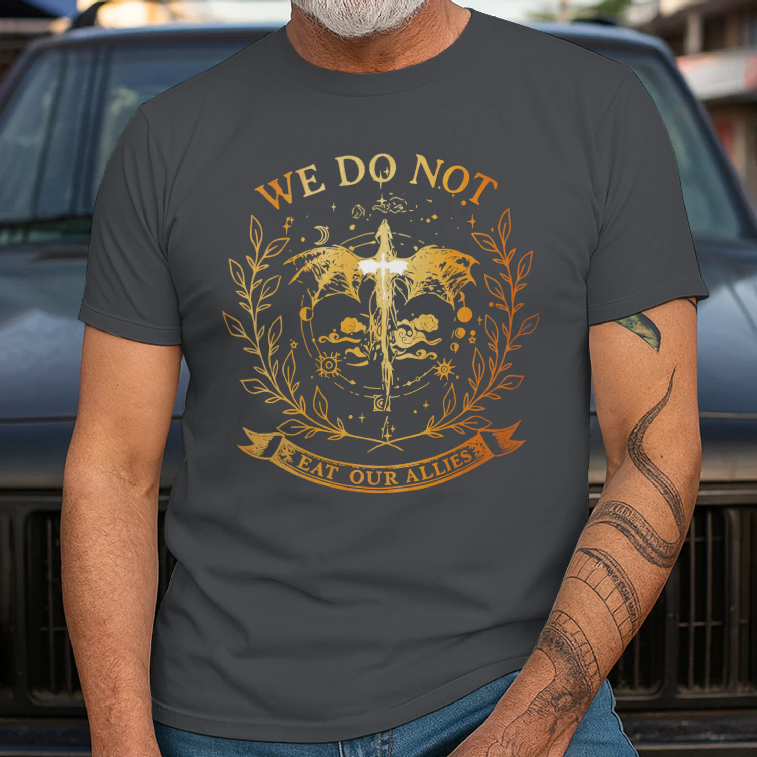 We Do Not Eat Our Allies Heavy Cotton Dark Colors T-shirt 1 Side, Fourth Wing Gildan Tee, Fantasy Romance Book Shirt, Book Lover Gifts