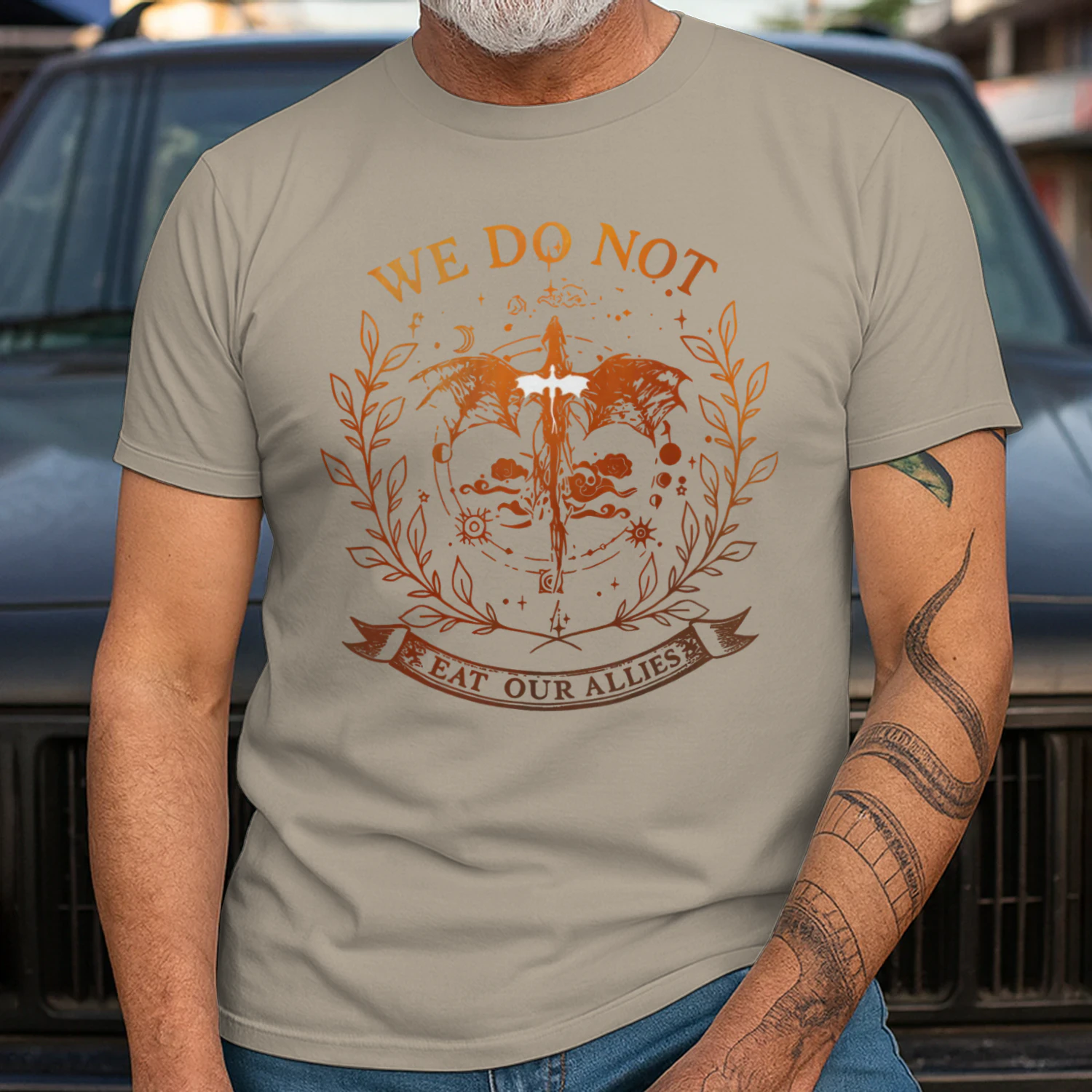 We Do Not Eat Our Allies Heavy Cotton Light Colors T-shirt 1 Side, Fourth Wing Gildan Tee, Fantasy Romance Book Shirt, Book Gifts