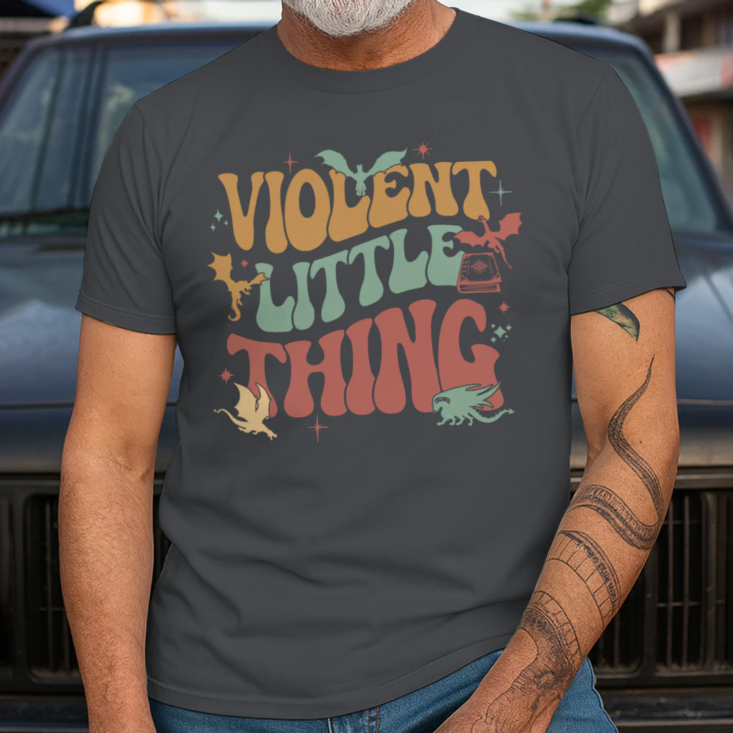 Violent Little Thing Heavy Cotton Dark Colors T-shirt 1 Side, Fourth Wing Gildan Tee, Romantasy Book Shirt, Book Lover Gifts