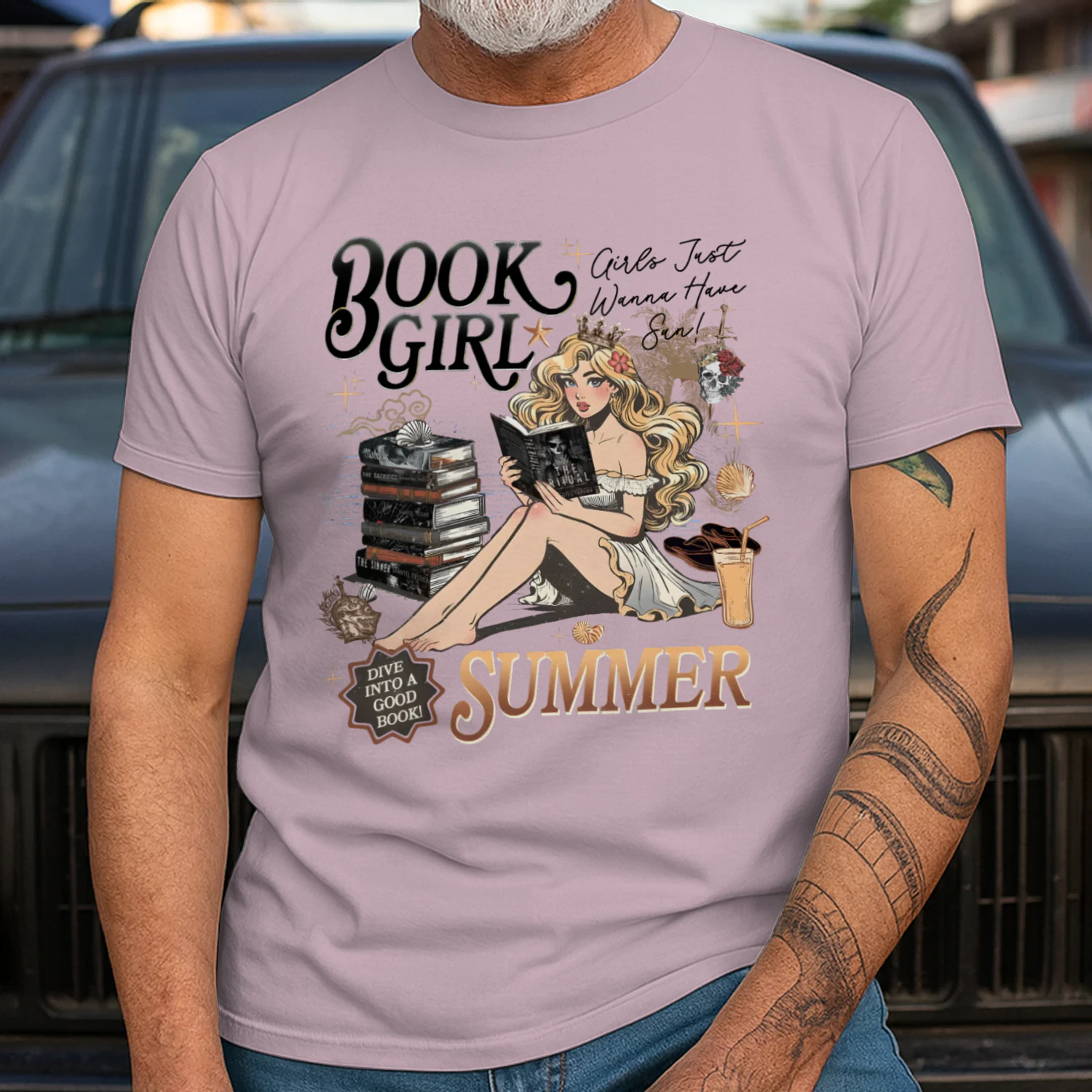 Book Girl Summer Heavy Cotton Light Colors T-shirt 2 Side, The Enemy Series Gildan Tee, Survival Horror Book Shirt, Book Lover Gifts