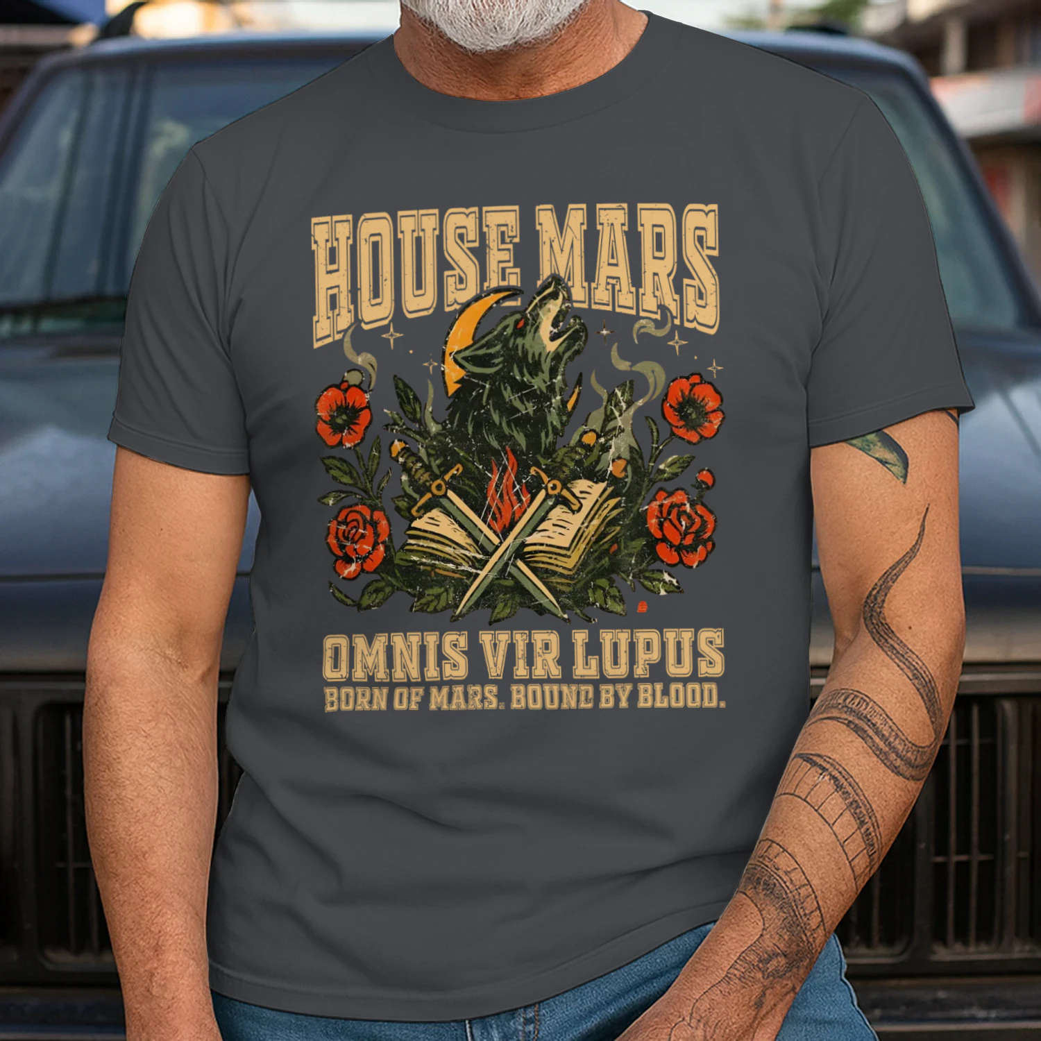 House Mars Heavy Cotton Dark Colors T-shirt 1 Side, Red Rising Saga Gildan Tee, Science Fiction Book Shirt, Book Lover Gifts