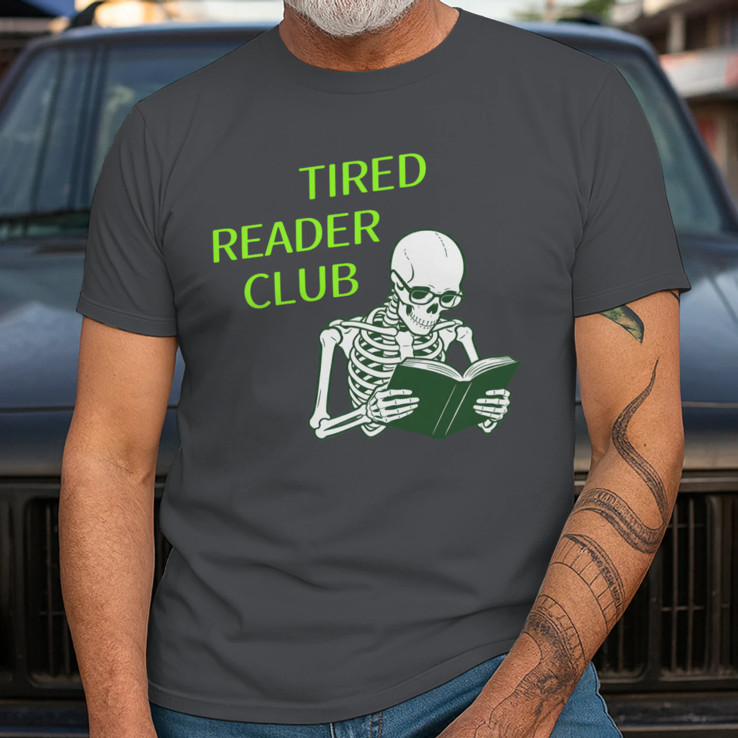 Tired Reader Club Heavy Cotton Dark Colors T-shirt 1 Side, Book Club Gildan Tee, Readers Club Shirt, Book Lover Gifts