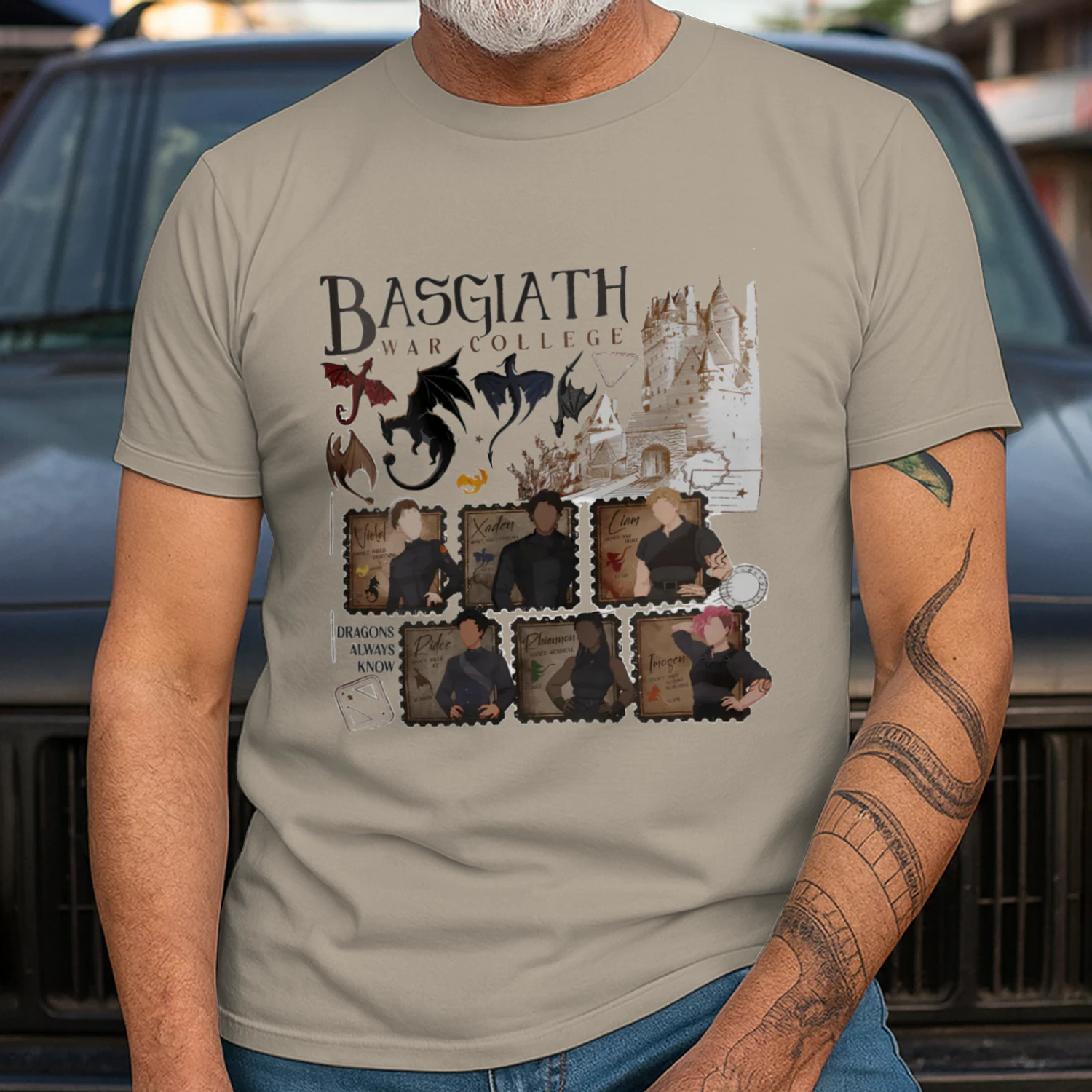 Basgiath War College Heavy Cotton Light Colors T-shirt 1 Side, Fourth Wing Gildan Tee, Fantasy Romance Book Shirt, Book Lover Gifts