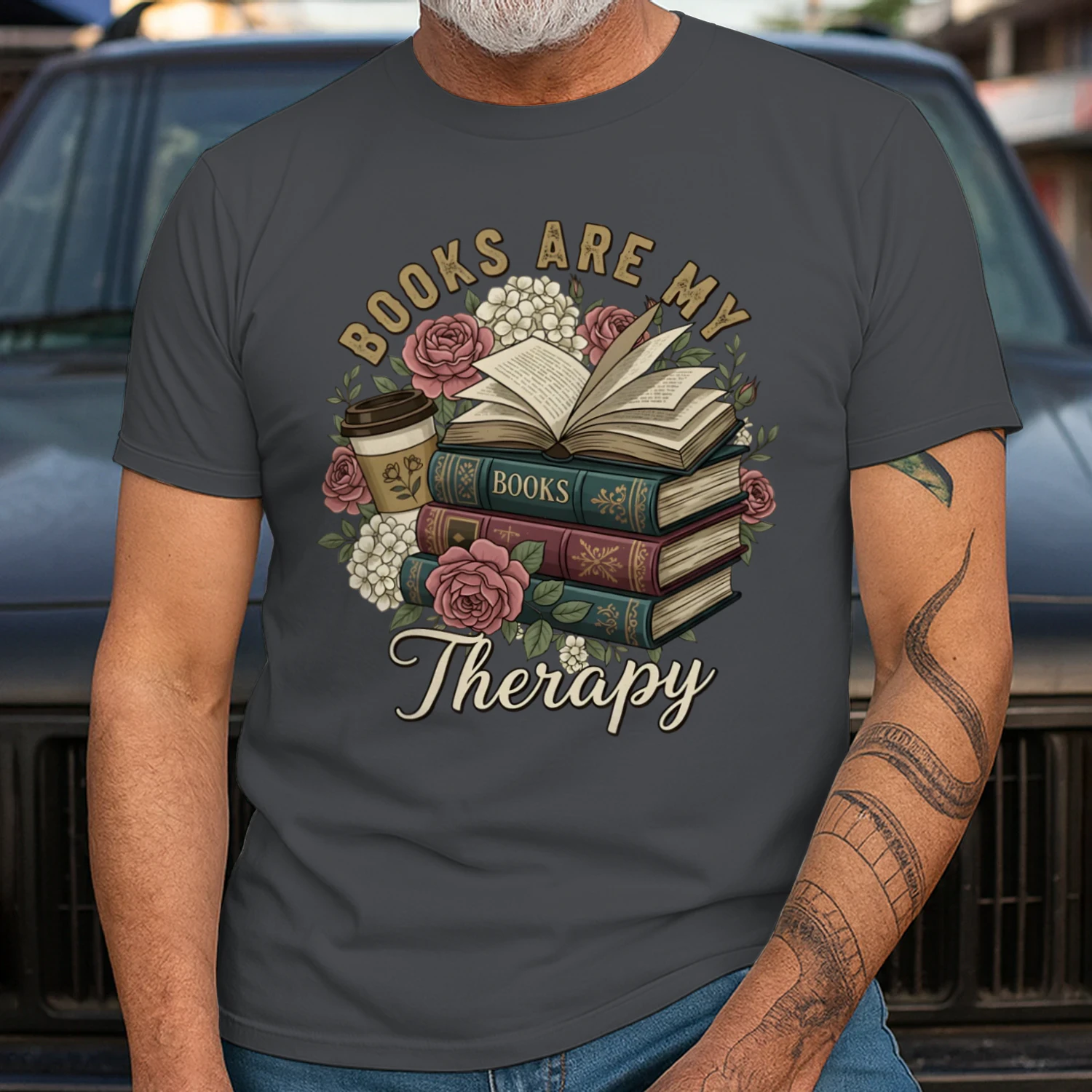 Book Are My Therapy V3 Heavy Cotton Dark Colors T-shirt 1 Side, Book Club Gildan Tee, Readers Club Shirt, Book Lover Gifts