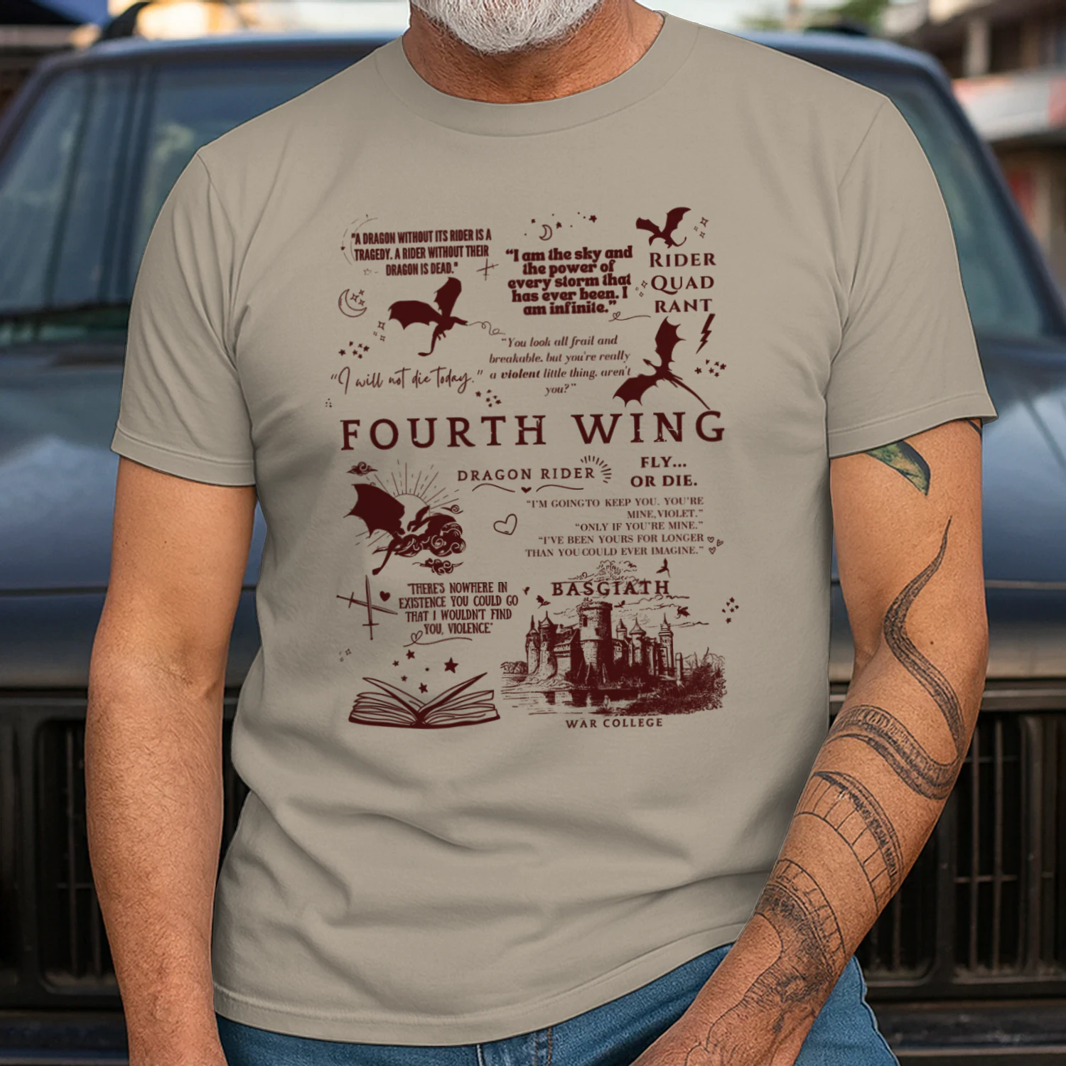Fourth Wing Heavy Cotton Light Colors T-shirt 1 Side, The Empyrean Series Gildan Tee, Fantasy Romance Book Shirt, Book Gifts