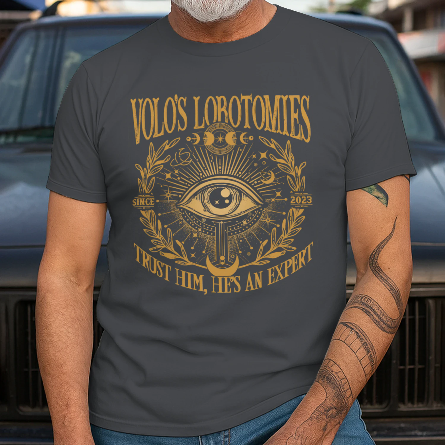 Volo’s Lobotomies Heavy Cotton Dark Colors T-shirt 1 Side, High Fantasy Gildan Tee, Tabletop RPG Lore Shirt, Book Lover Gifts