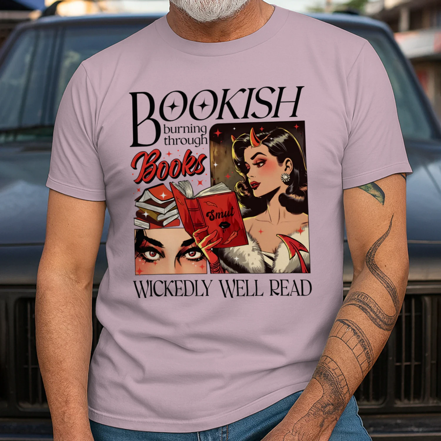 Bookish Burning Through Heavy Cotton Light Colors T-shirt 1 Side, Wickedly Well Read Gildan Tee, Readers Club Shirt, Book Lover Gifts