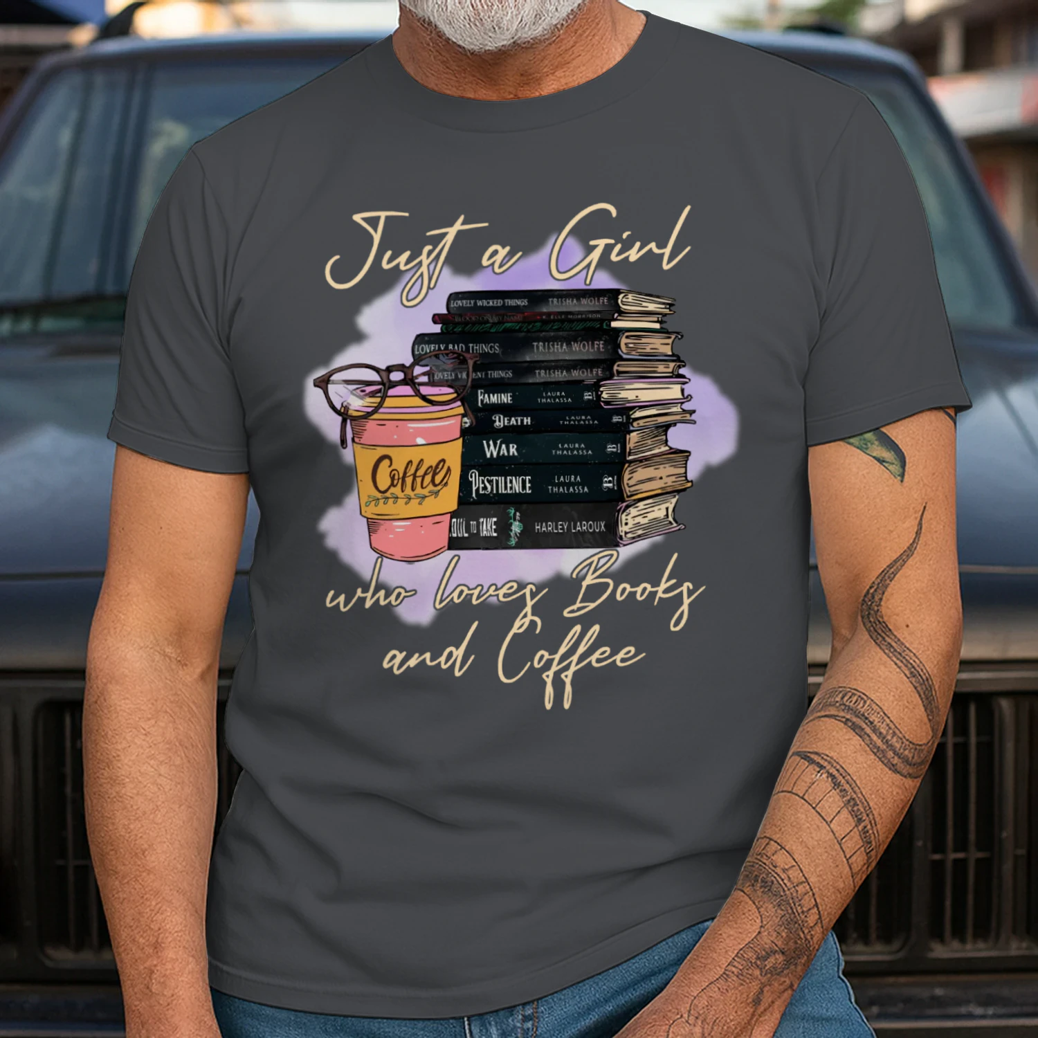 Girl Love Book And Coffee Heavy Cotton T-shirt 1 Side, Dark Romance Book Tee, Romantasy Book Shirt, Book Lover Gifts