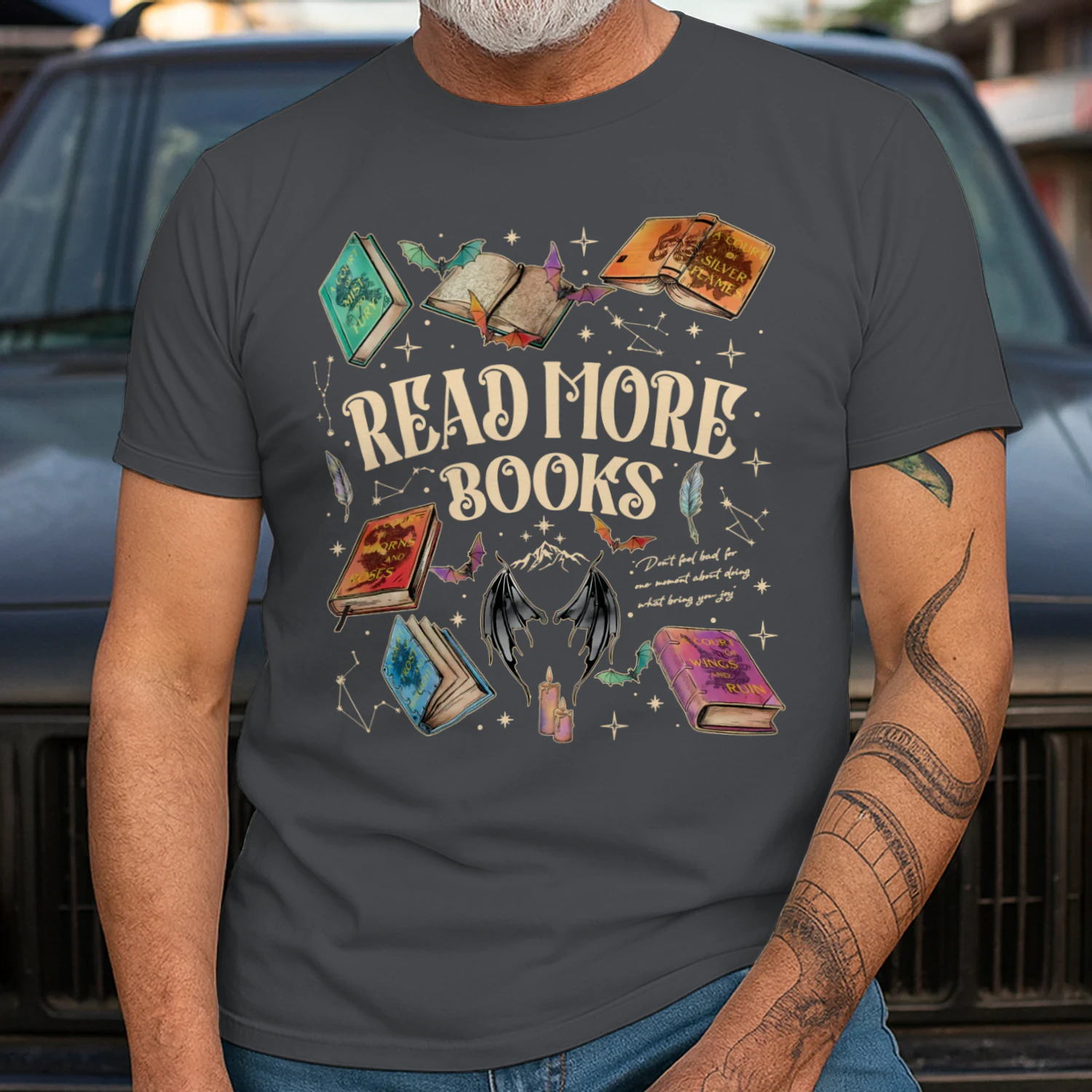 Read More Books Heavy Cotton Dark Colors T-shirt 2 Side, ACOTAR Gildan Tee, Fantasy Romance Book Shirt, Book Lover Gifts