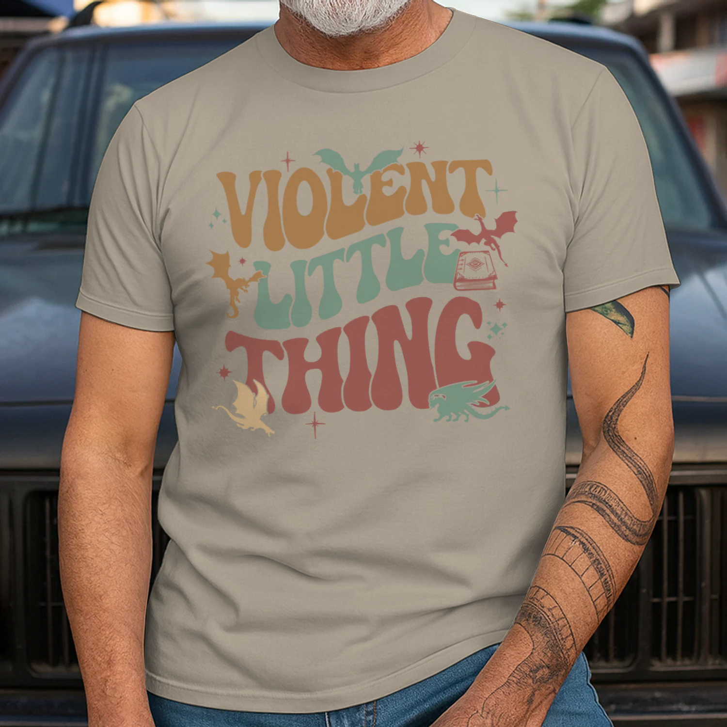 Violent Little Thing Heavy Cotton Light Colors T-shirt 1 Side, Fourth Wing Gildan Tee, Romantasy Book Shirt, Book Gifts