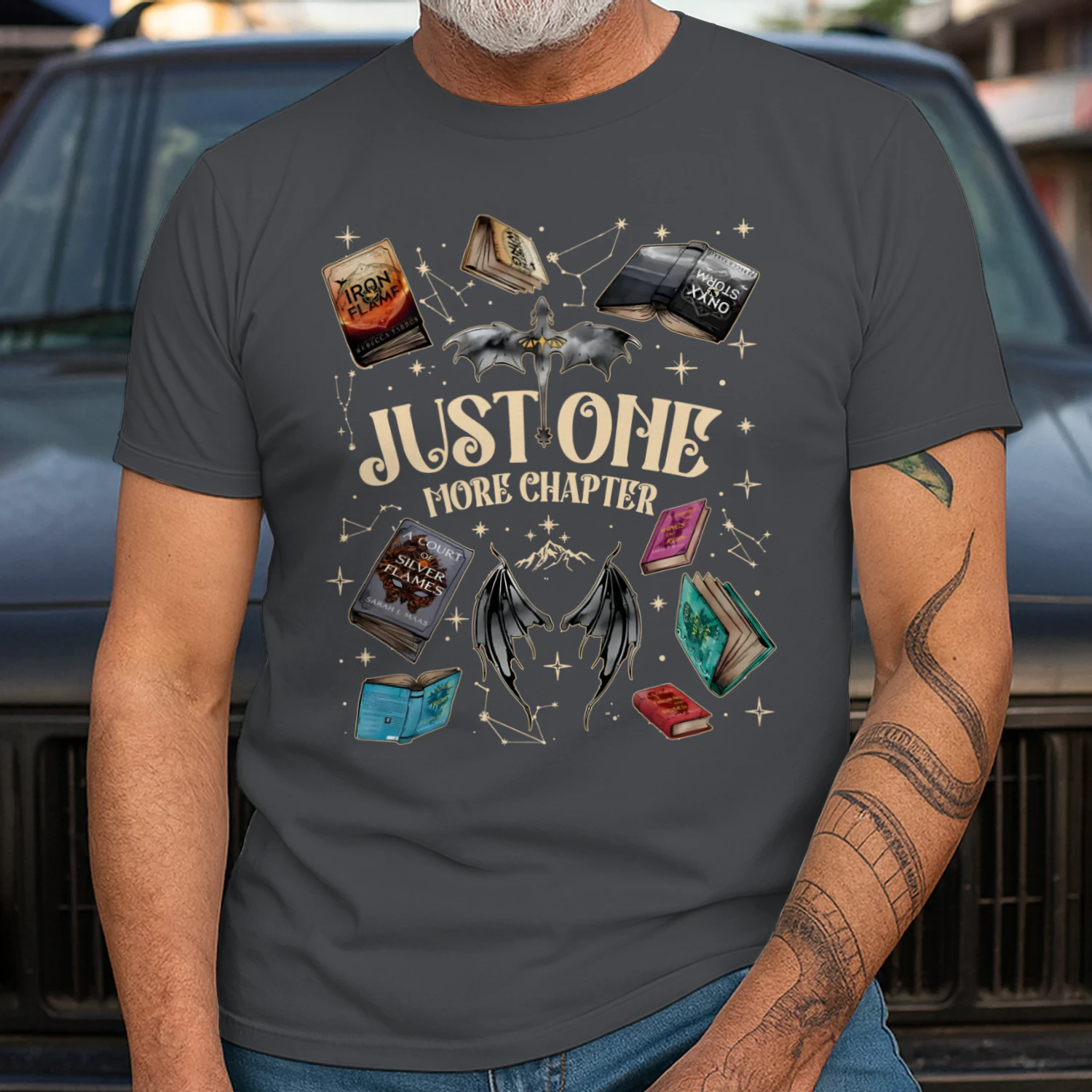 Just One More Chapter Heavy Cotton Dark Colors T-shirt 1 Side, Acotar Gildan Tee, Romantasy Shirt, Book Lover Gifts