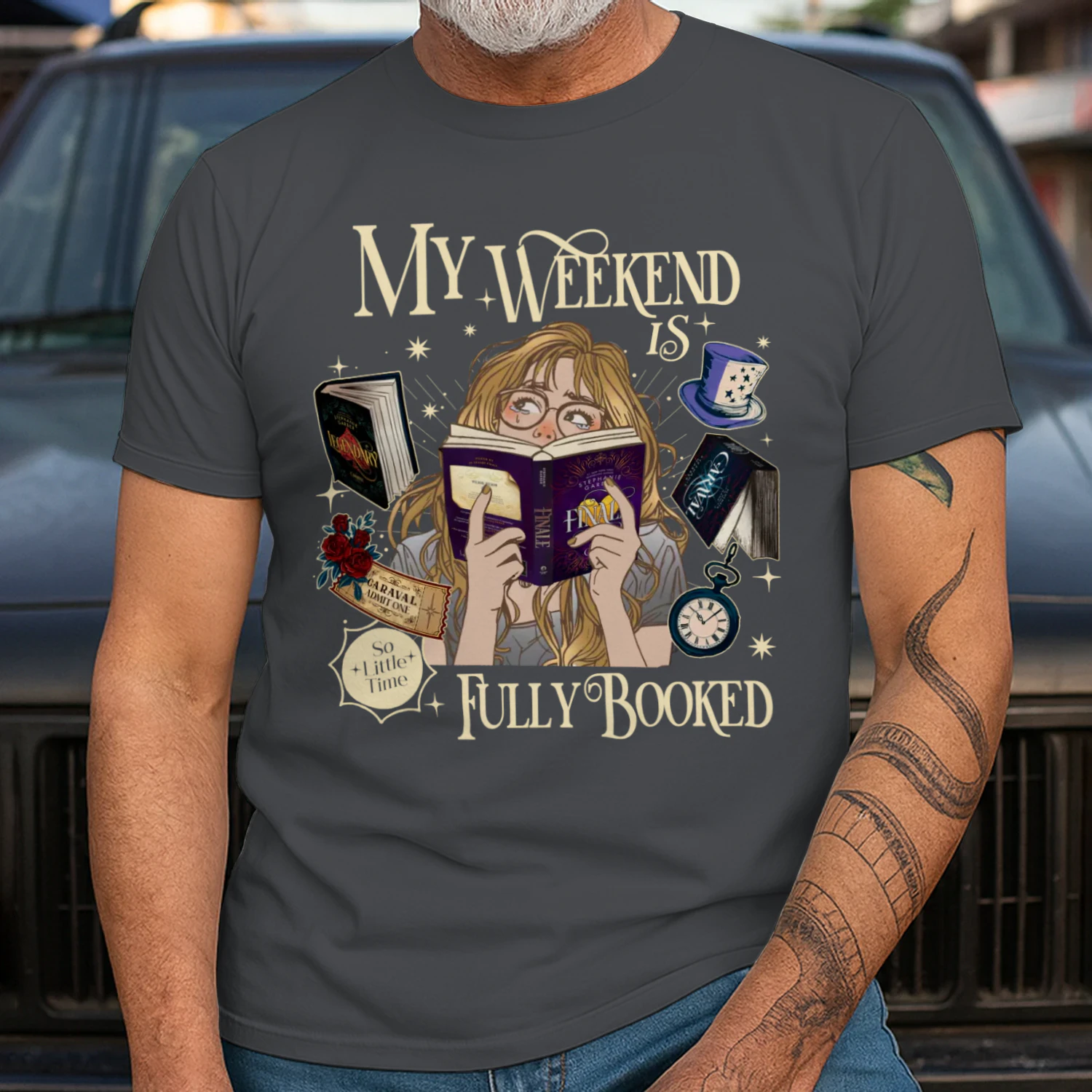 My Weekend Is Fully Booked Heavy Cotton Dark Colors T-shirt 2 Side, Caraval Series Gildan Tee, Young Adult Book Shirt, Book Lover Gifts